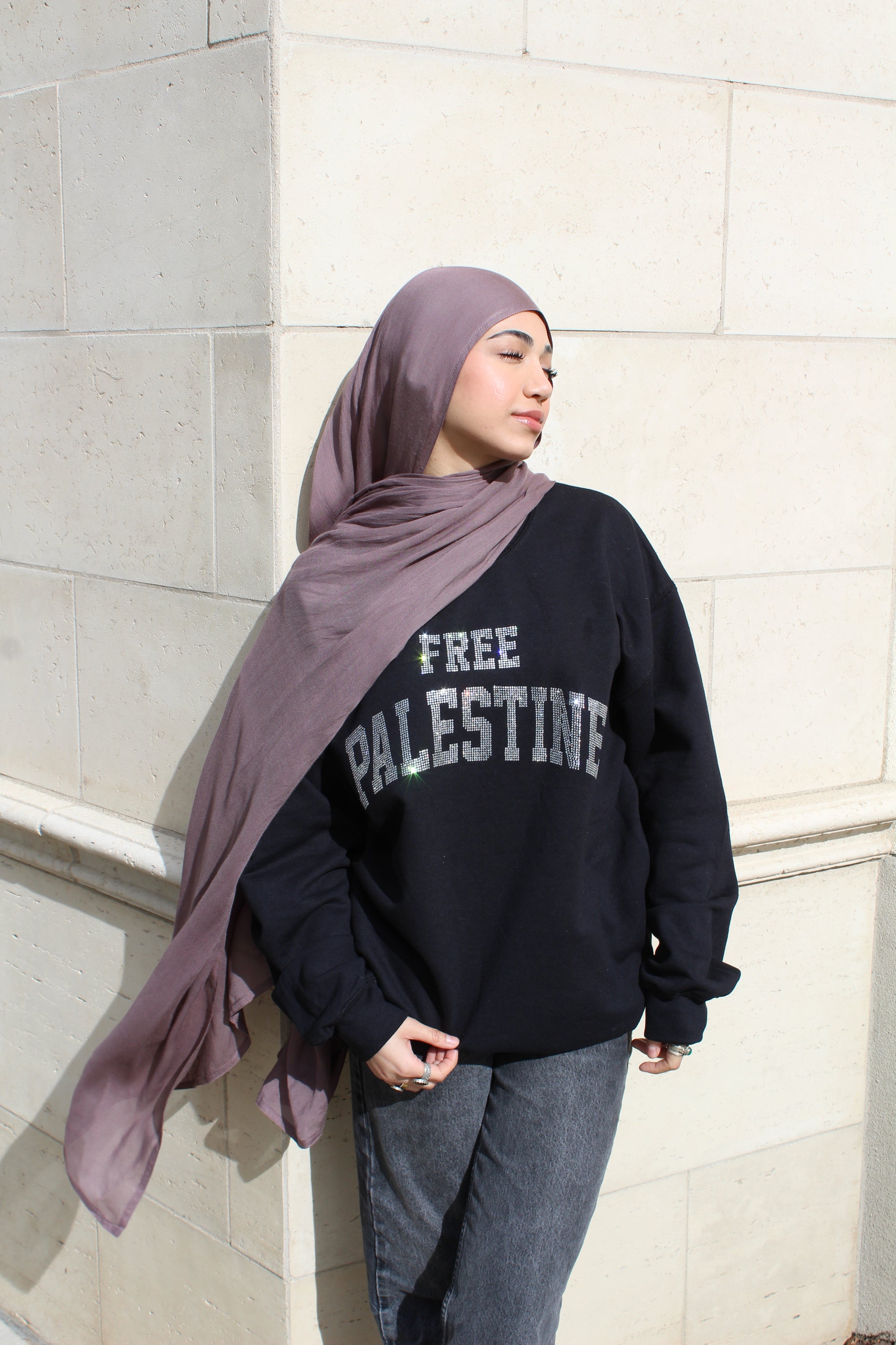 Black Rhinestone Palestine Sweater