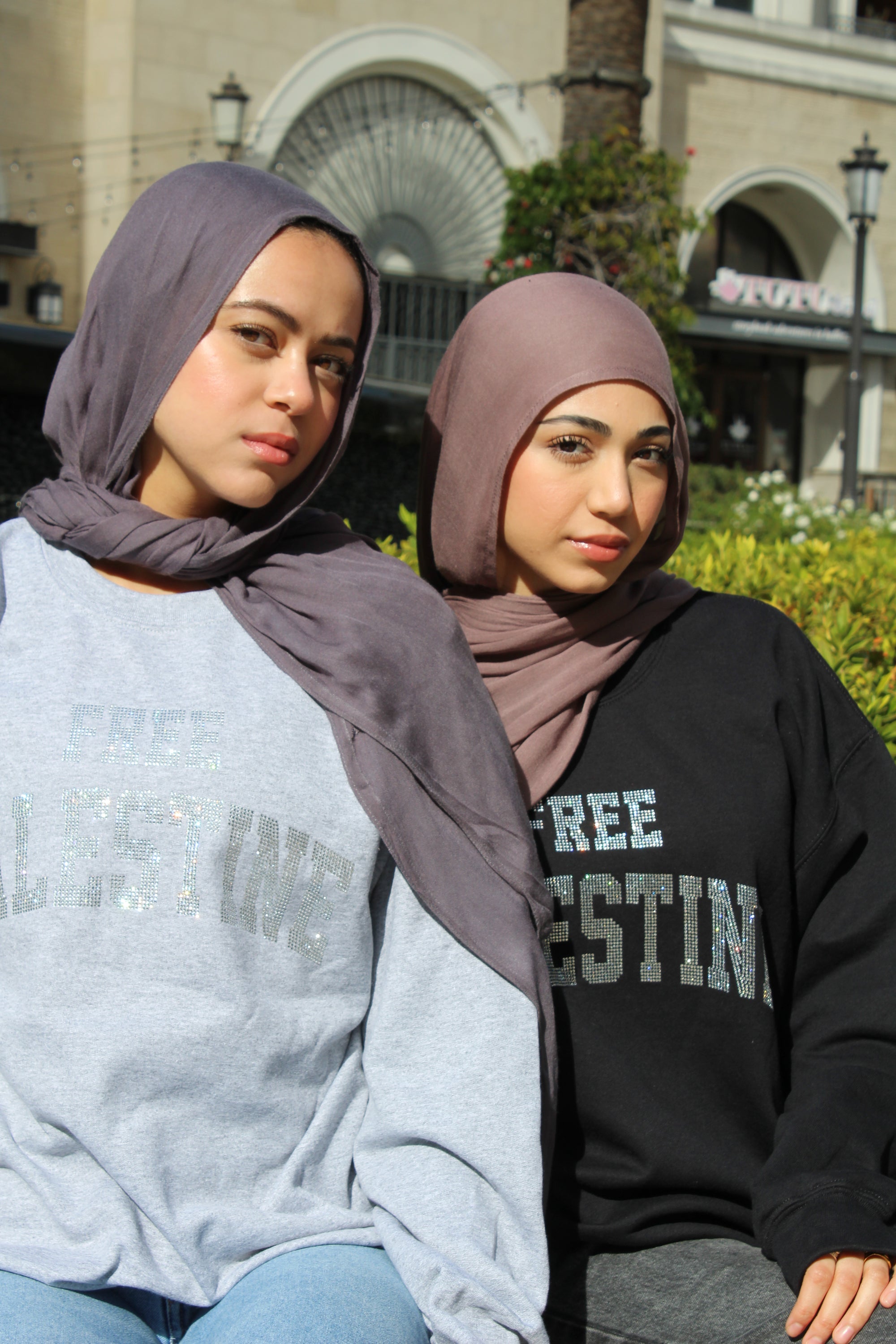 Light Gray Rhinestone Palestine Sweater