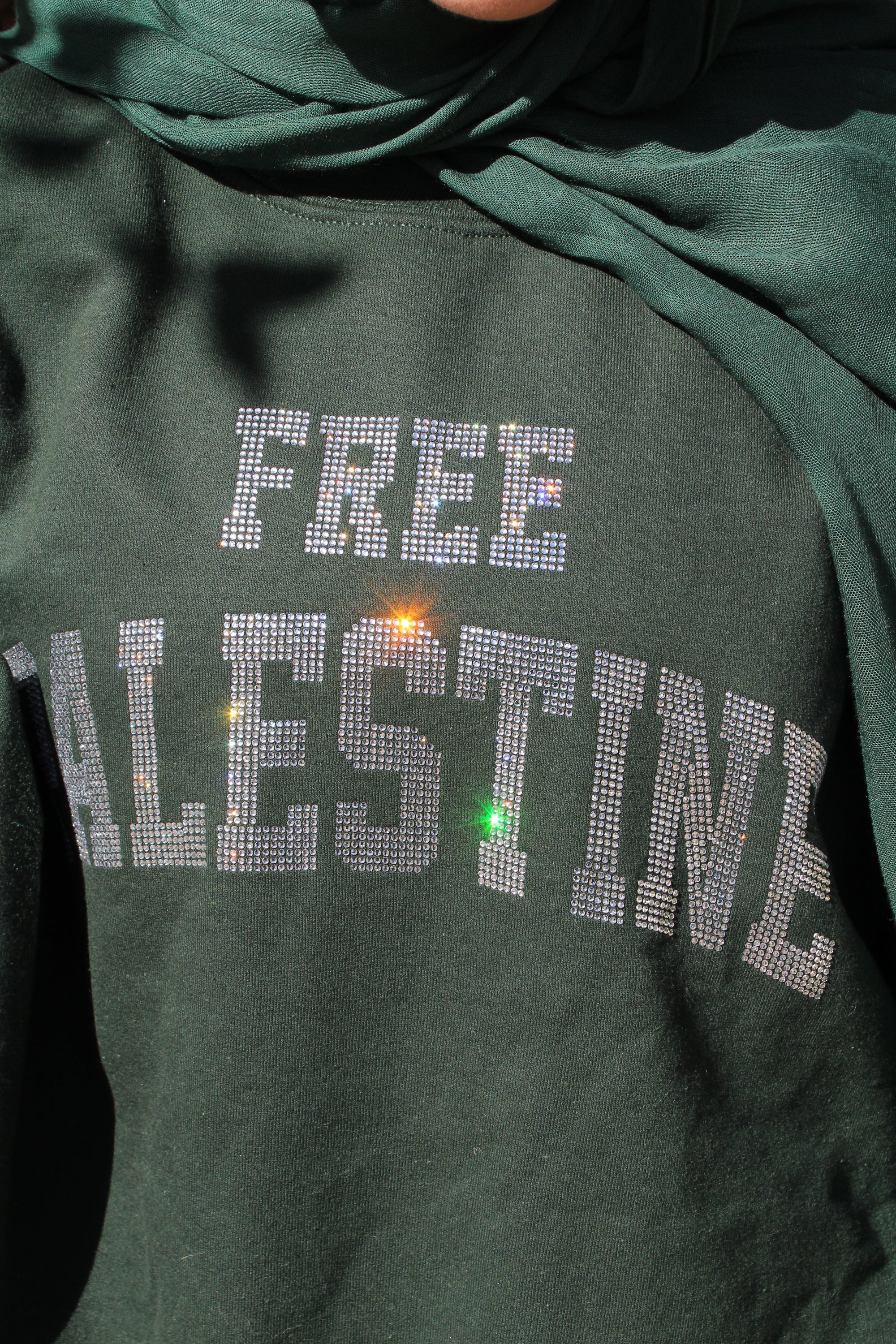 Forest Green Rhinestone Palestine Sweater