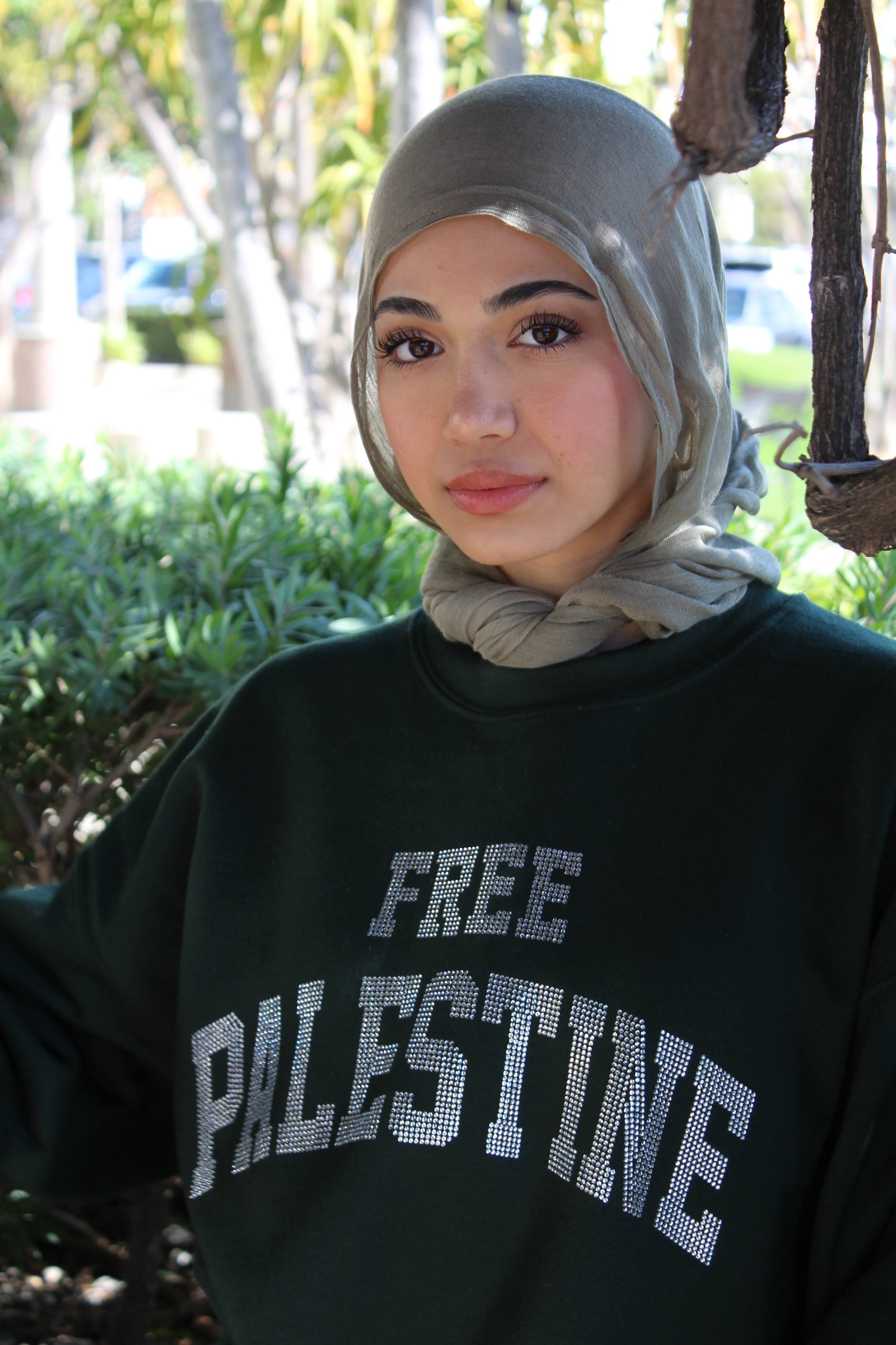Forest Green Rhinestone Palestine Sweater