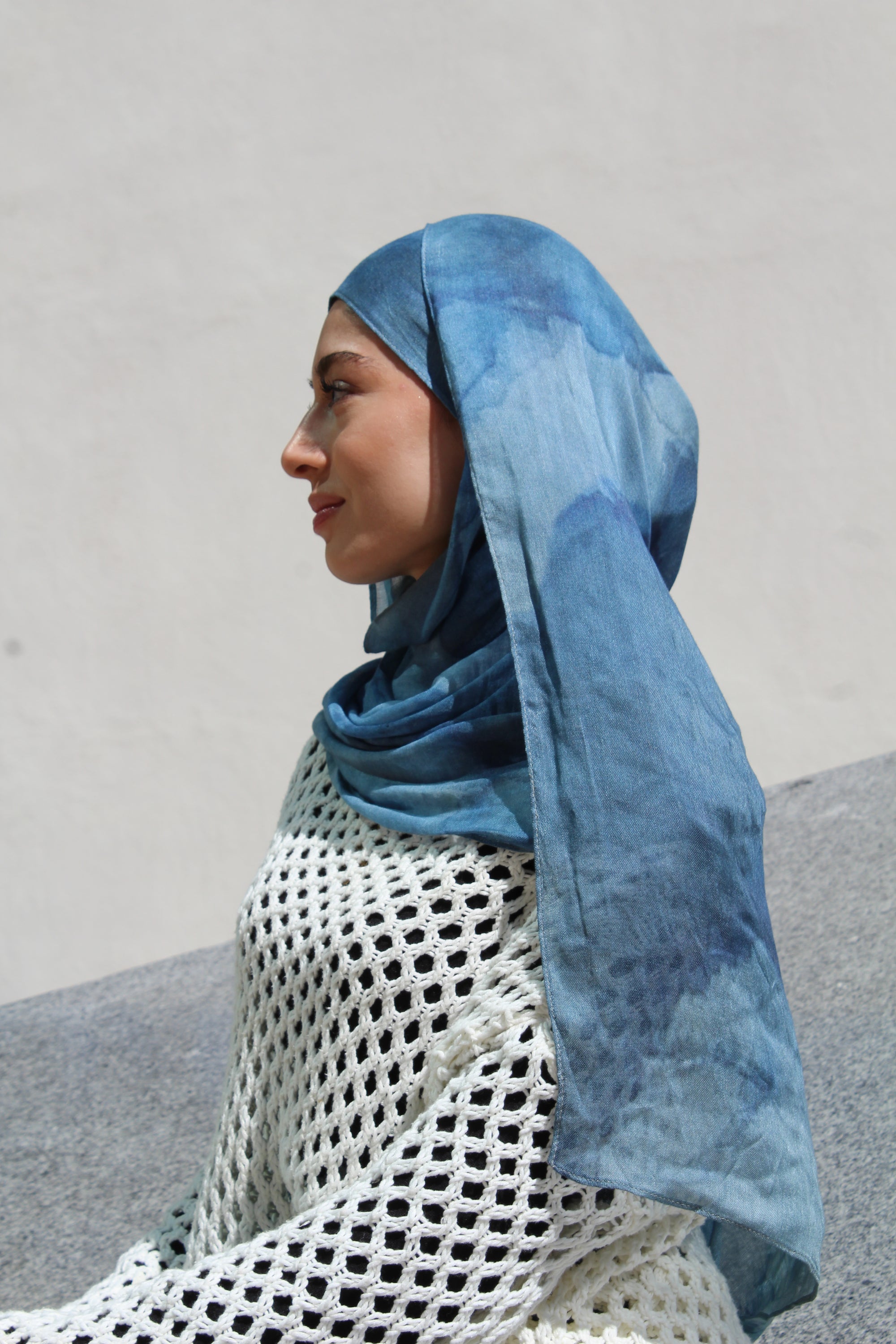 Sapphire Blue Watercolor Scarf