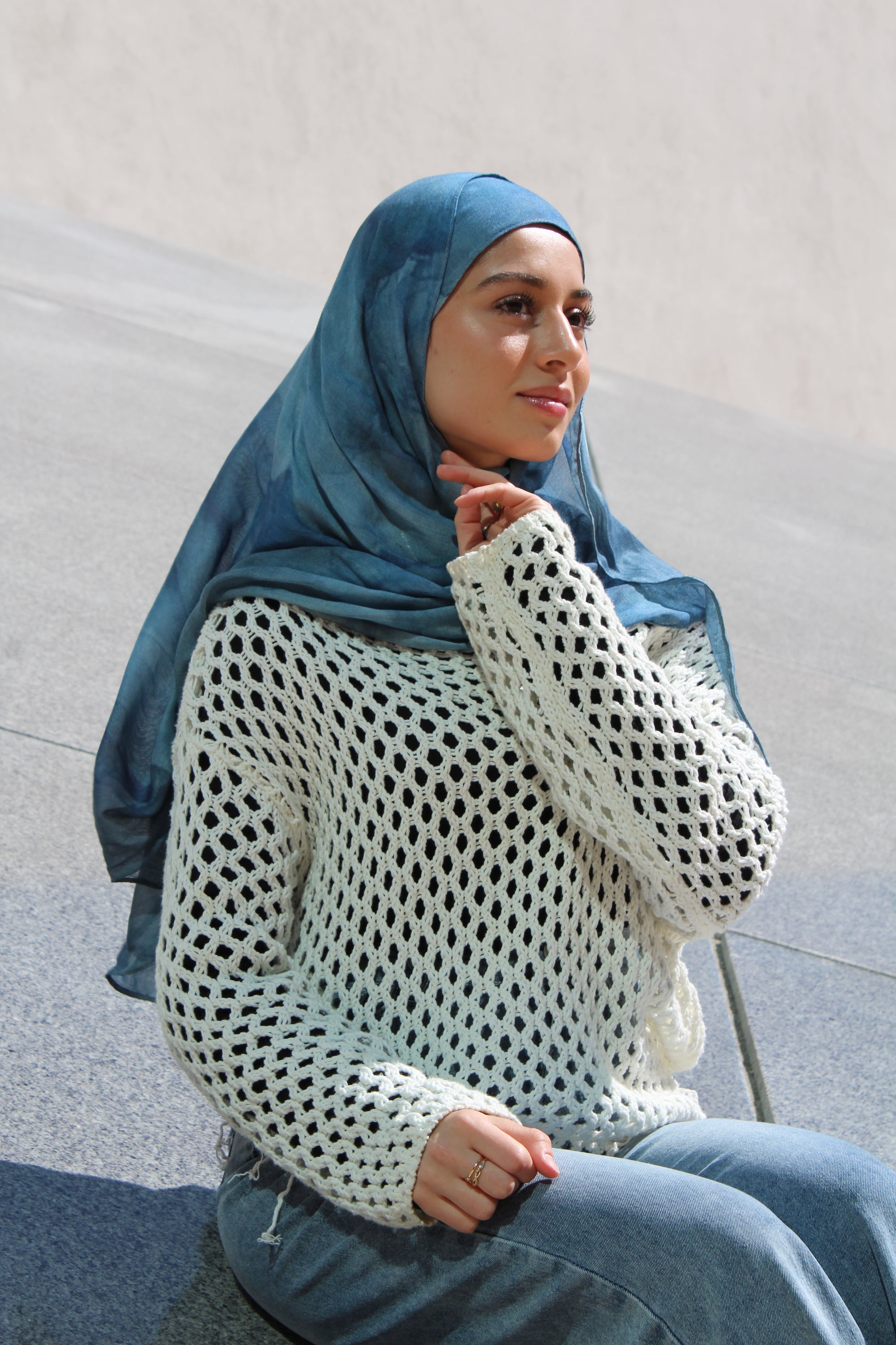 Sapphire Blue Watercolor Scarf