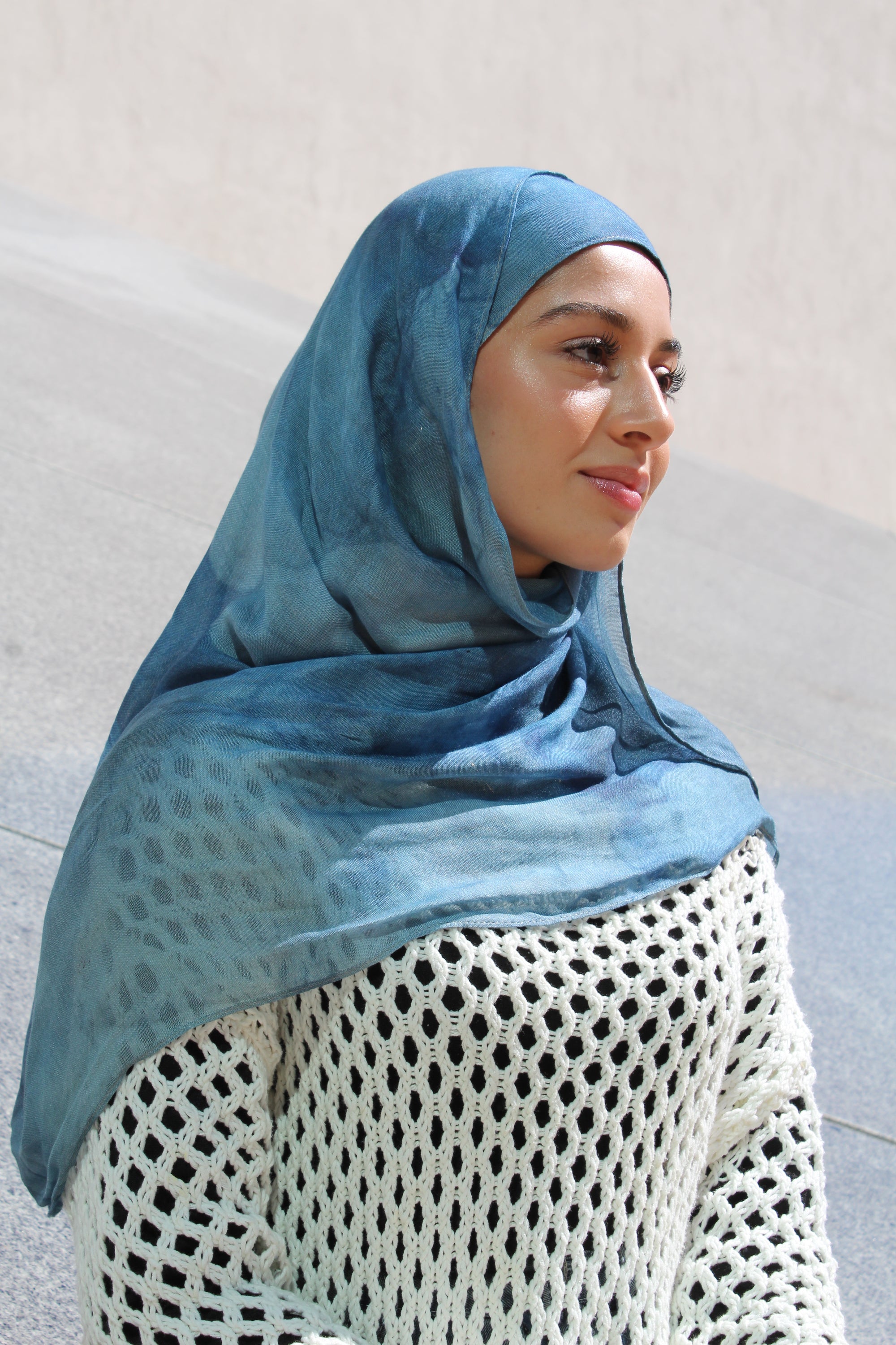 Sapphire Blue Watercolor Scarf