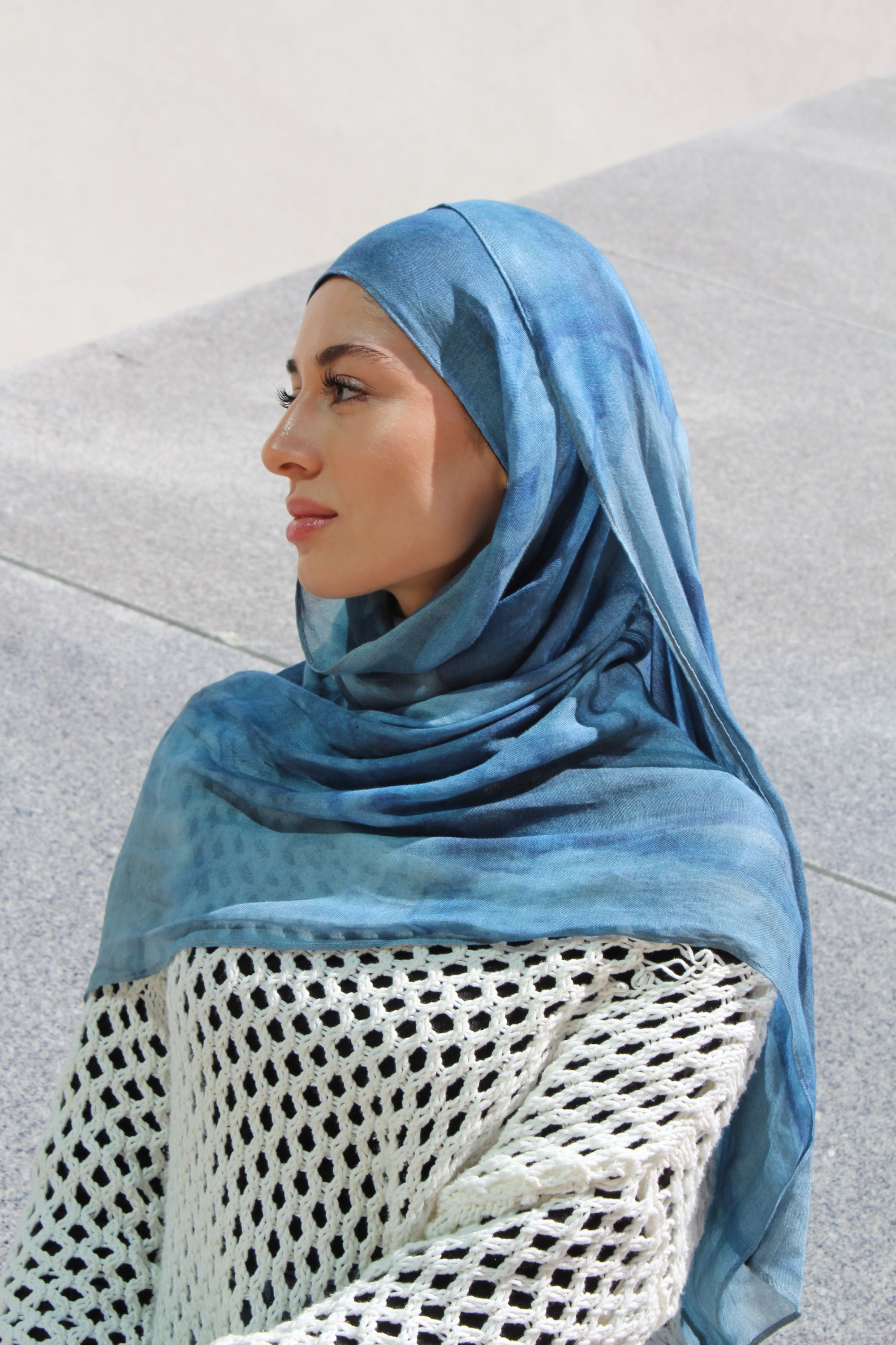 Sapphire Blue Watercolor Scarf