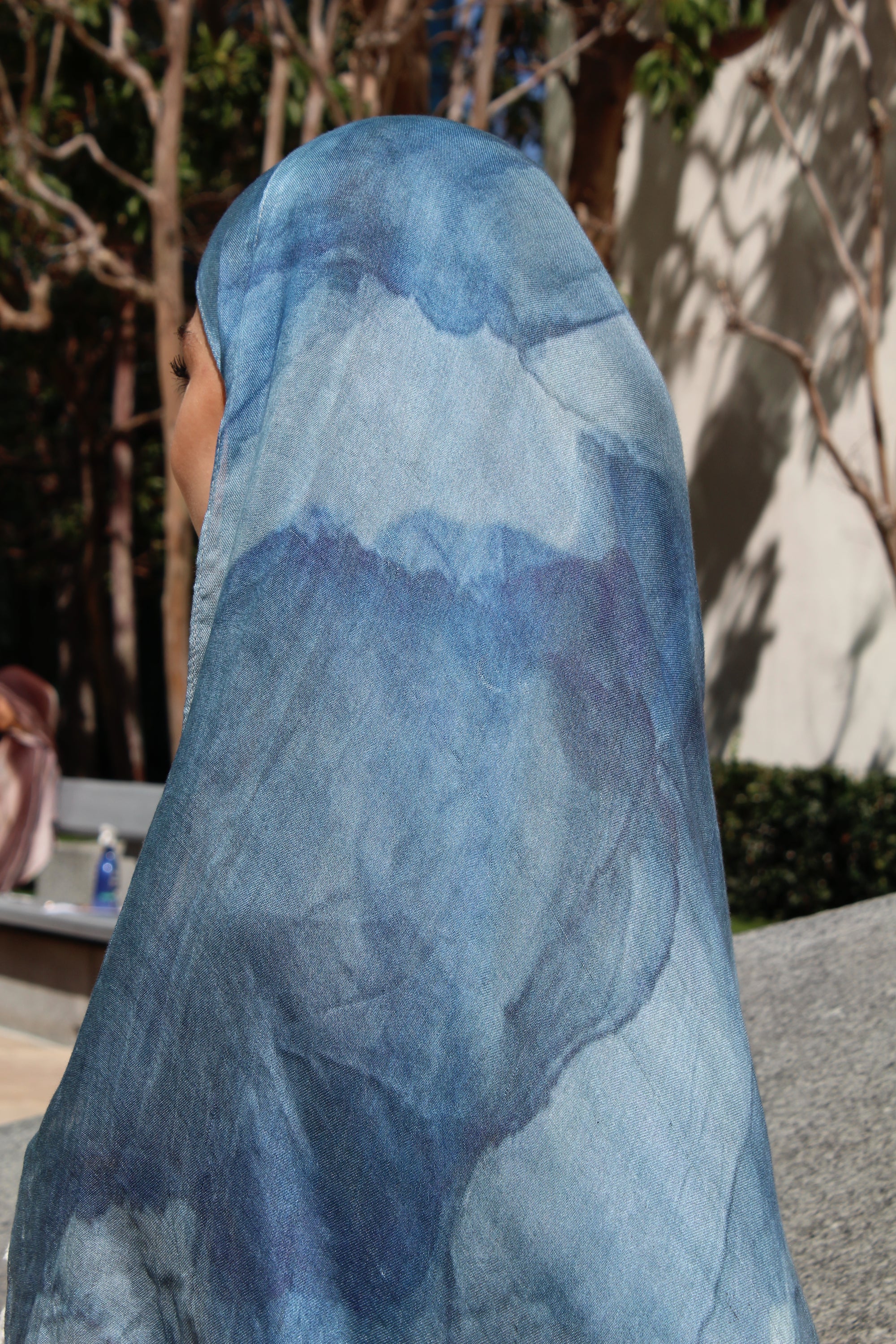 Sapphire Blue Watercolor Scarf
