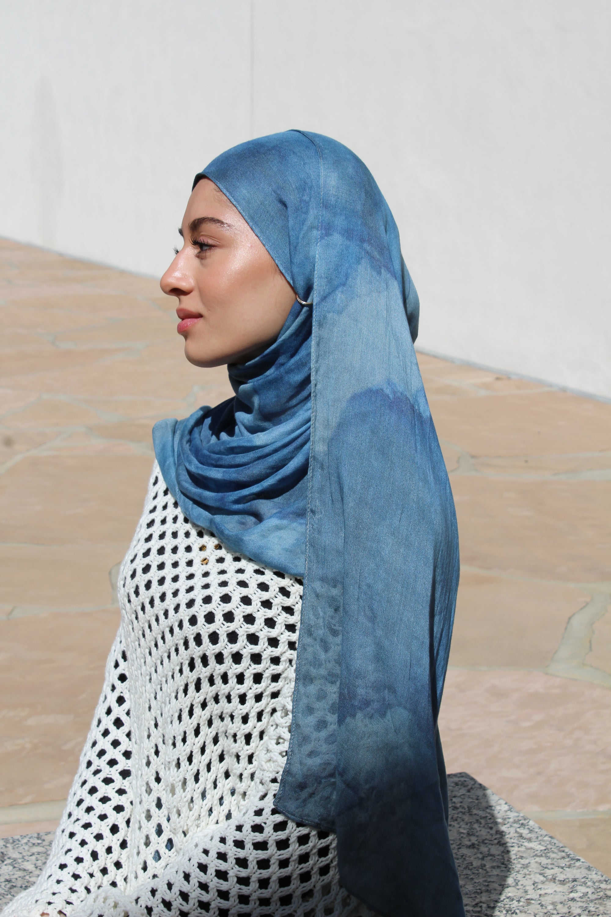 Sapphire Blue Watercolor Scarf