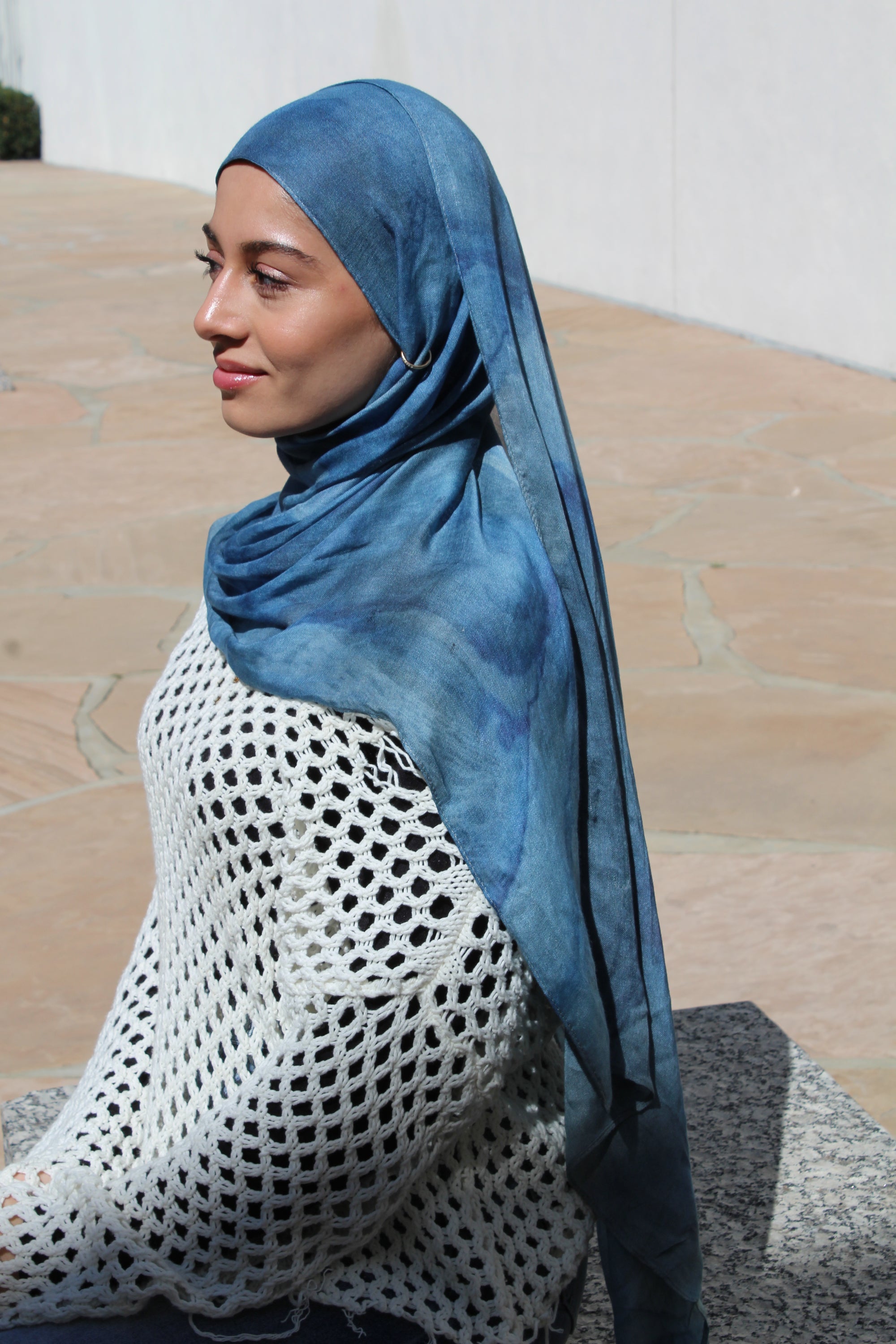 Sapphire Blue Watercolor Scarf