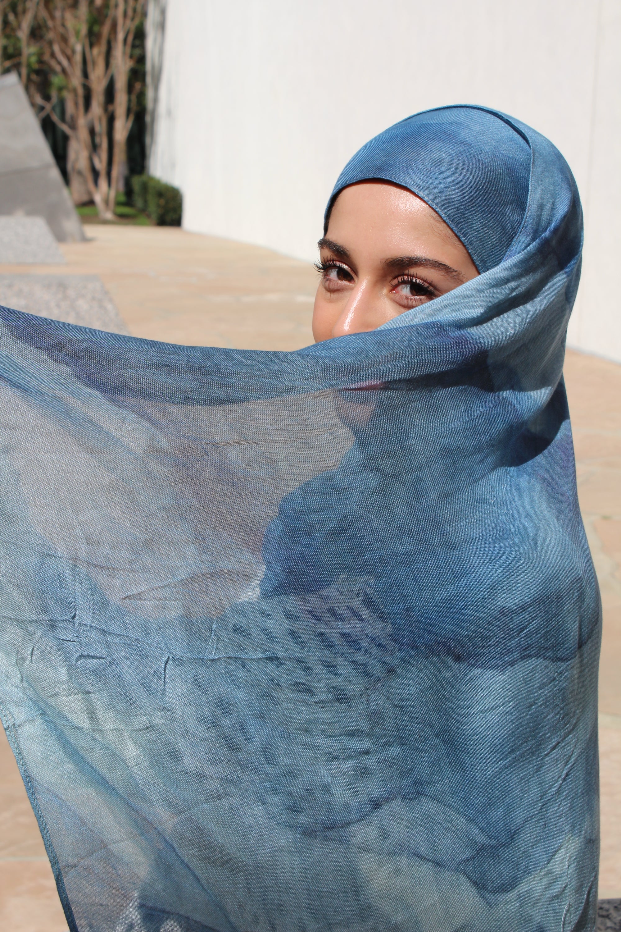 Sapphire Blue Watercolor Scarf
