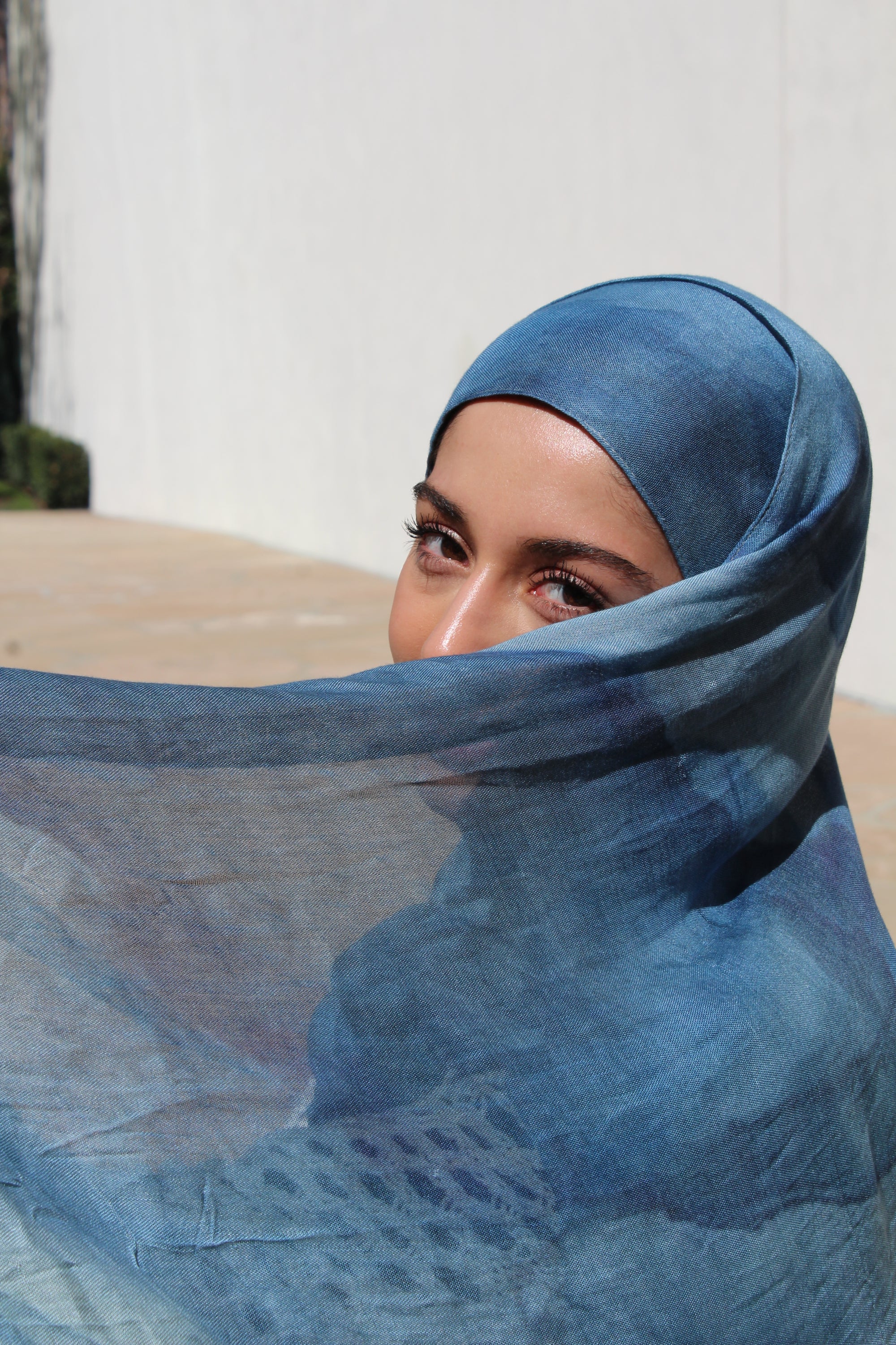 Sapphire Blue Watercolor Scarf