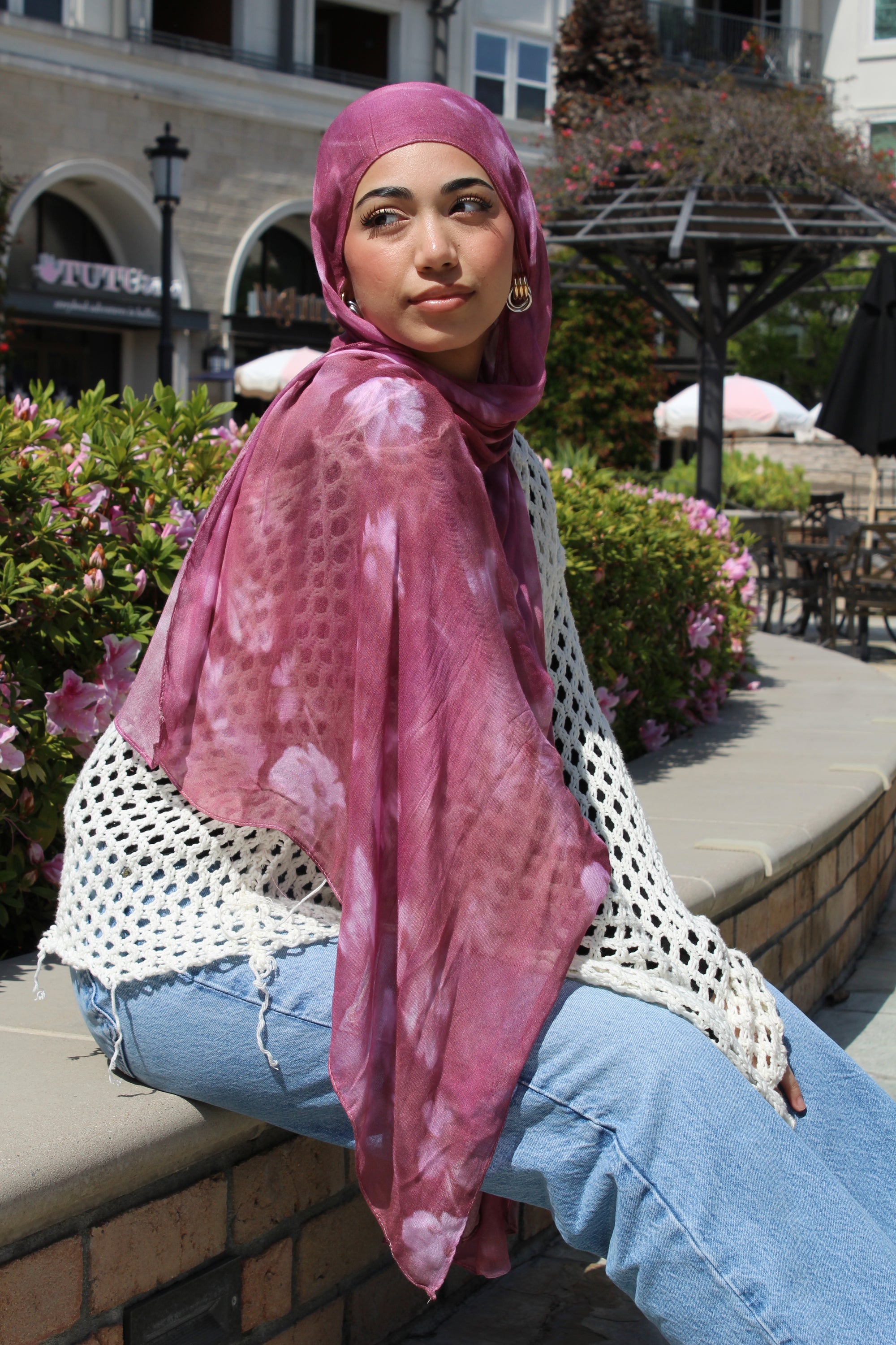 Fushcia Floral Scarf