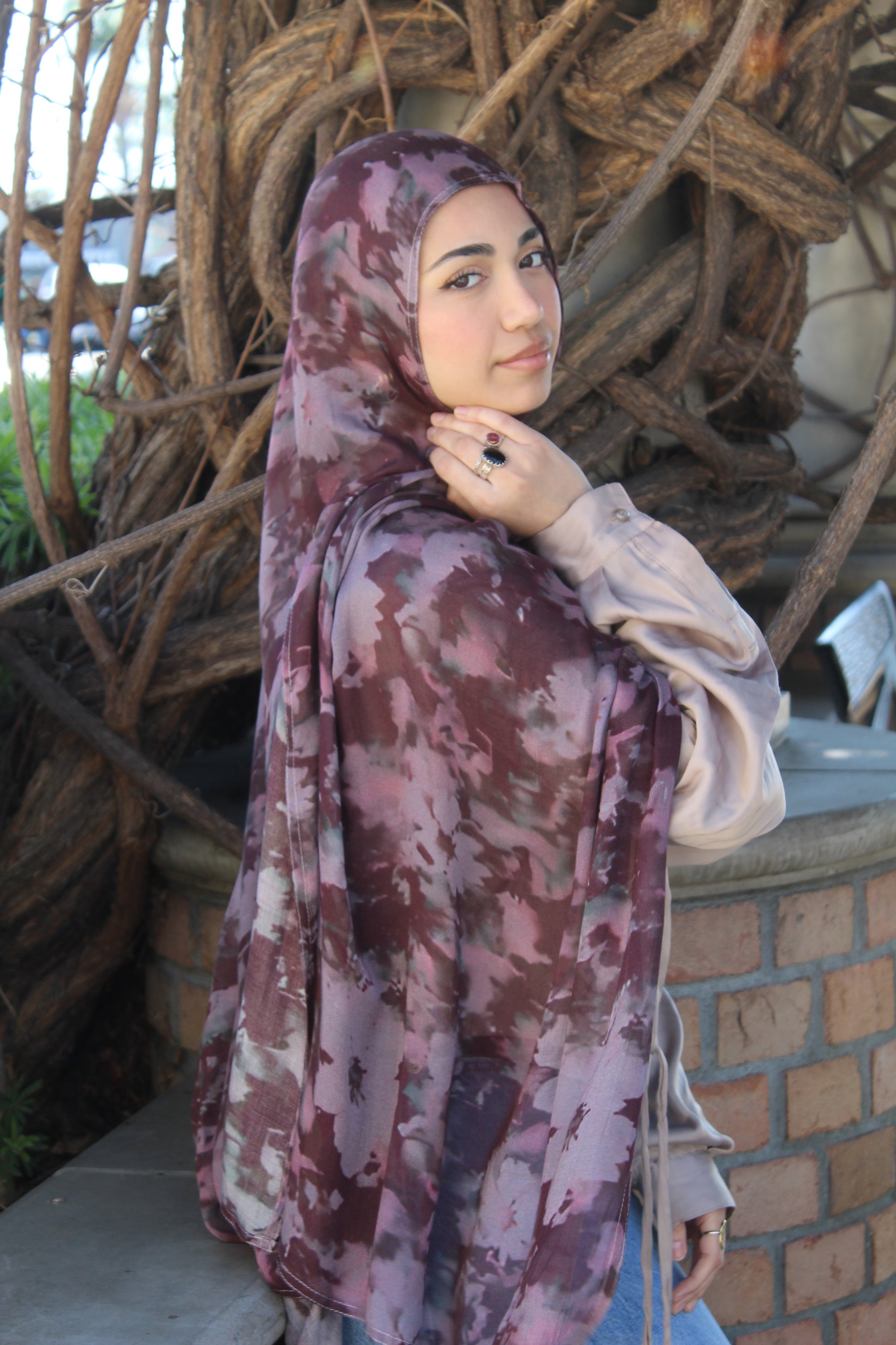 Violet Purple Blossom Scarf