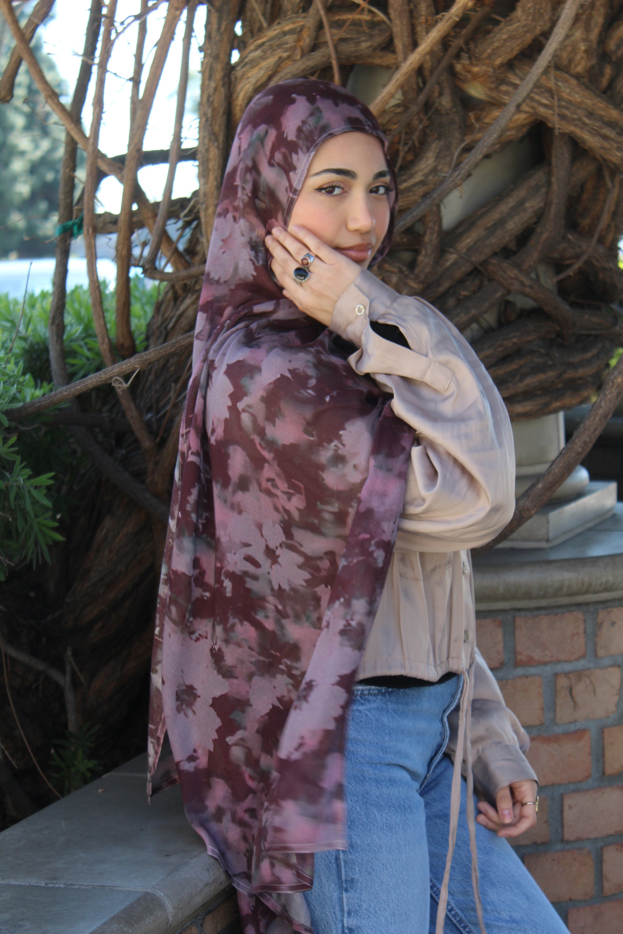 Violet Purple Blossom Scarf