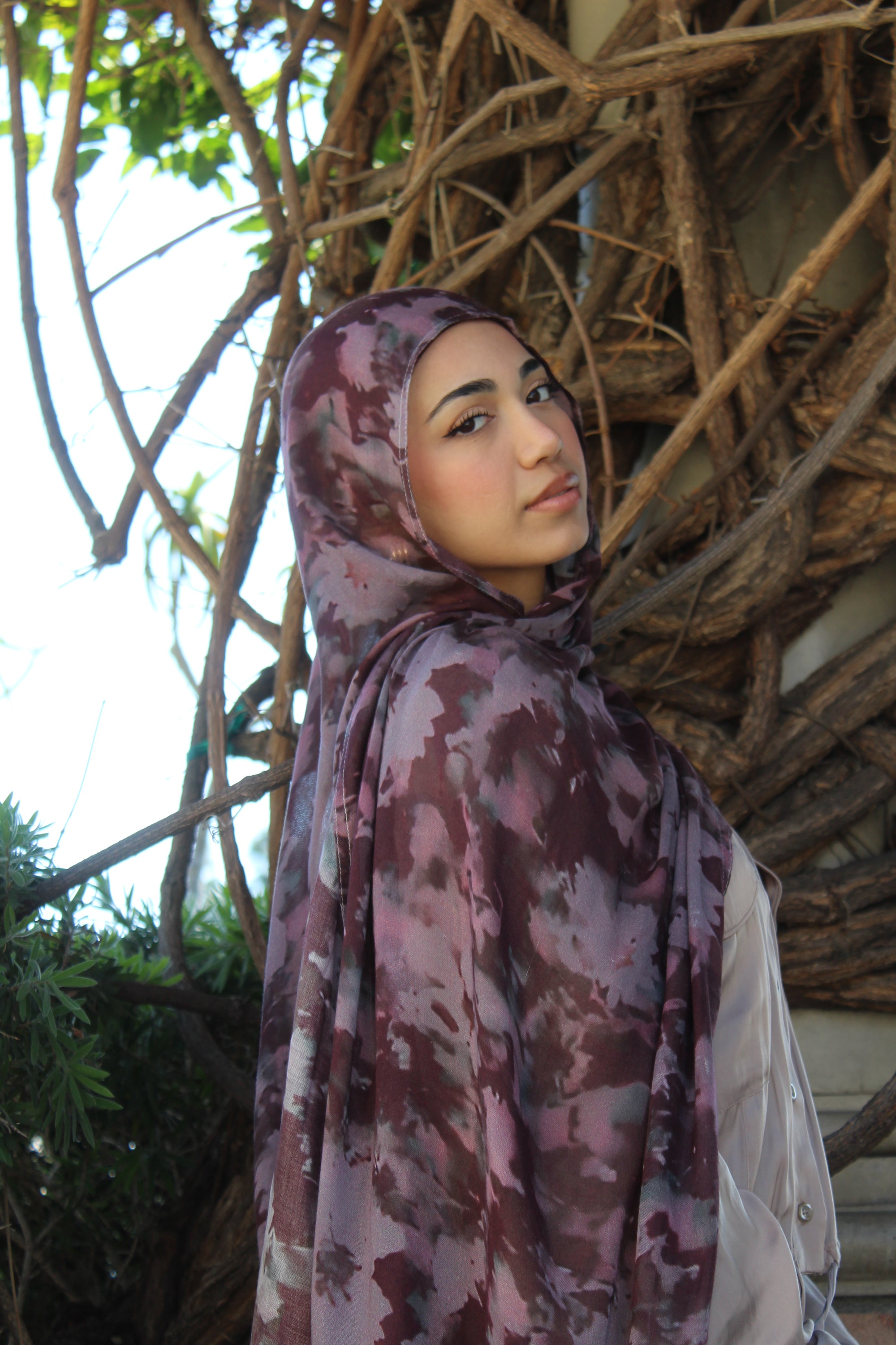 Violet Purple Blossom Scarf