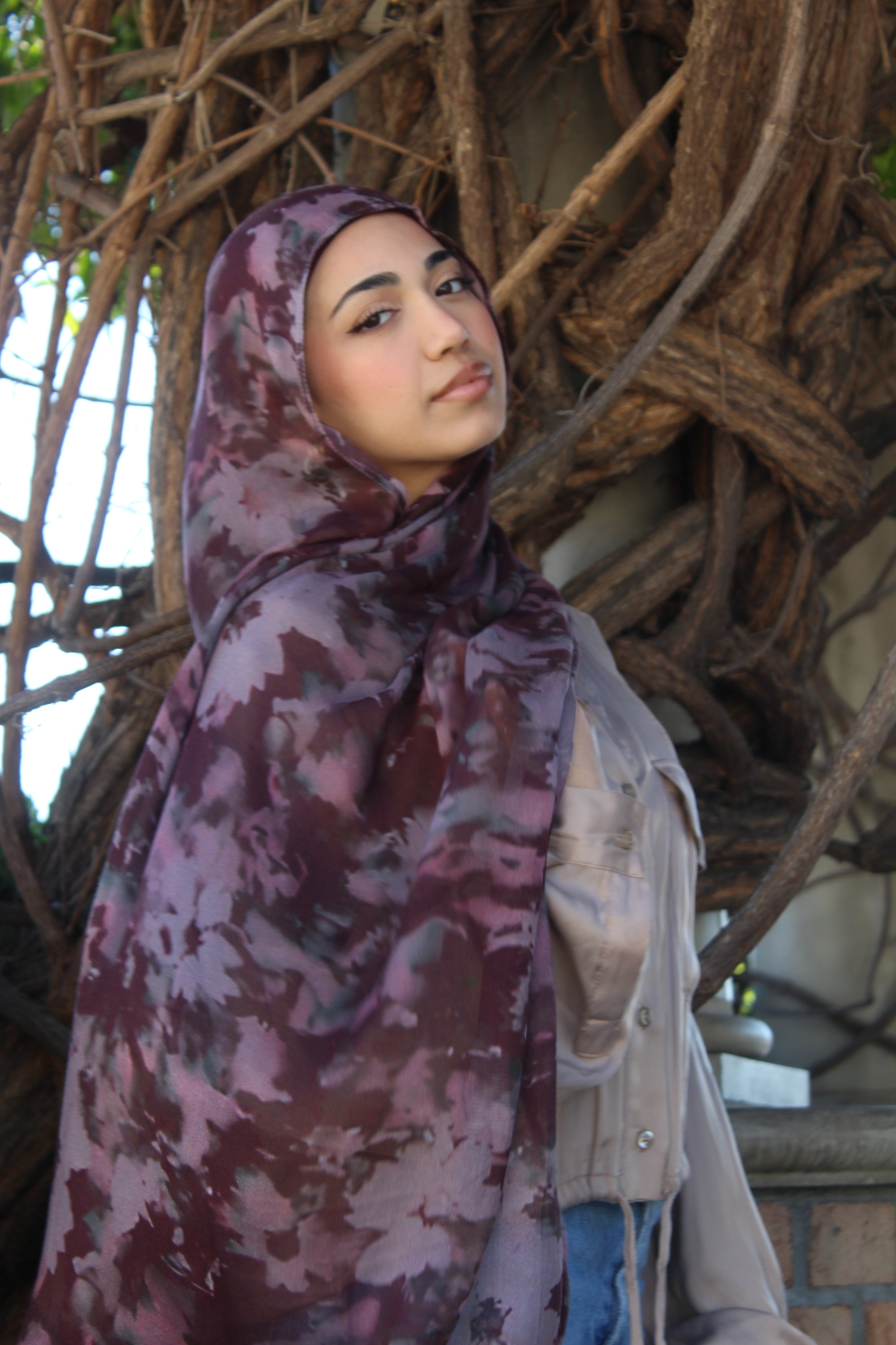 Violet Purple Blossom Scarf