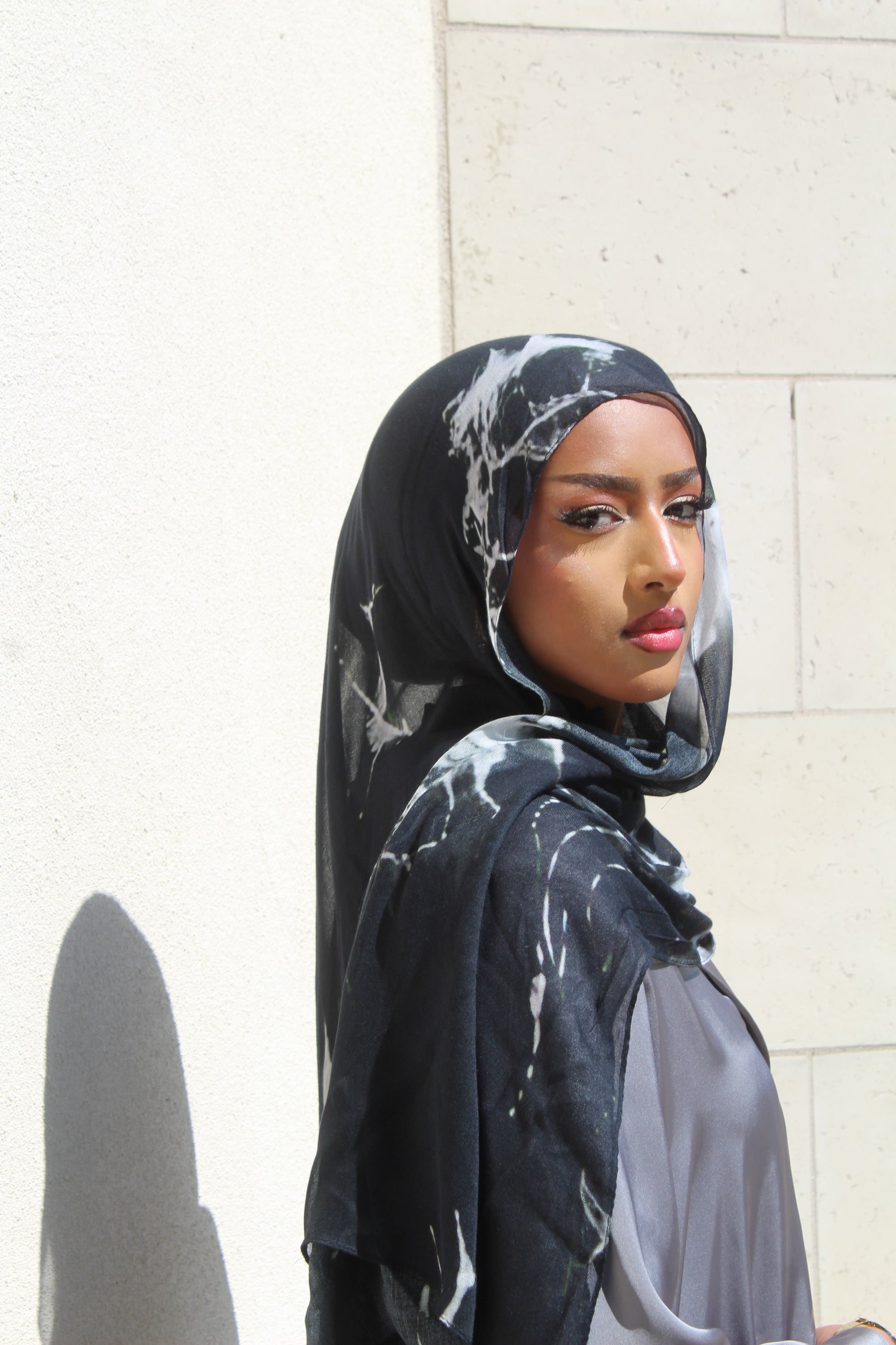 Obsidian Black Marble Scarf