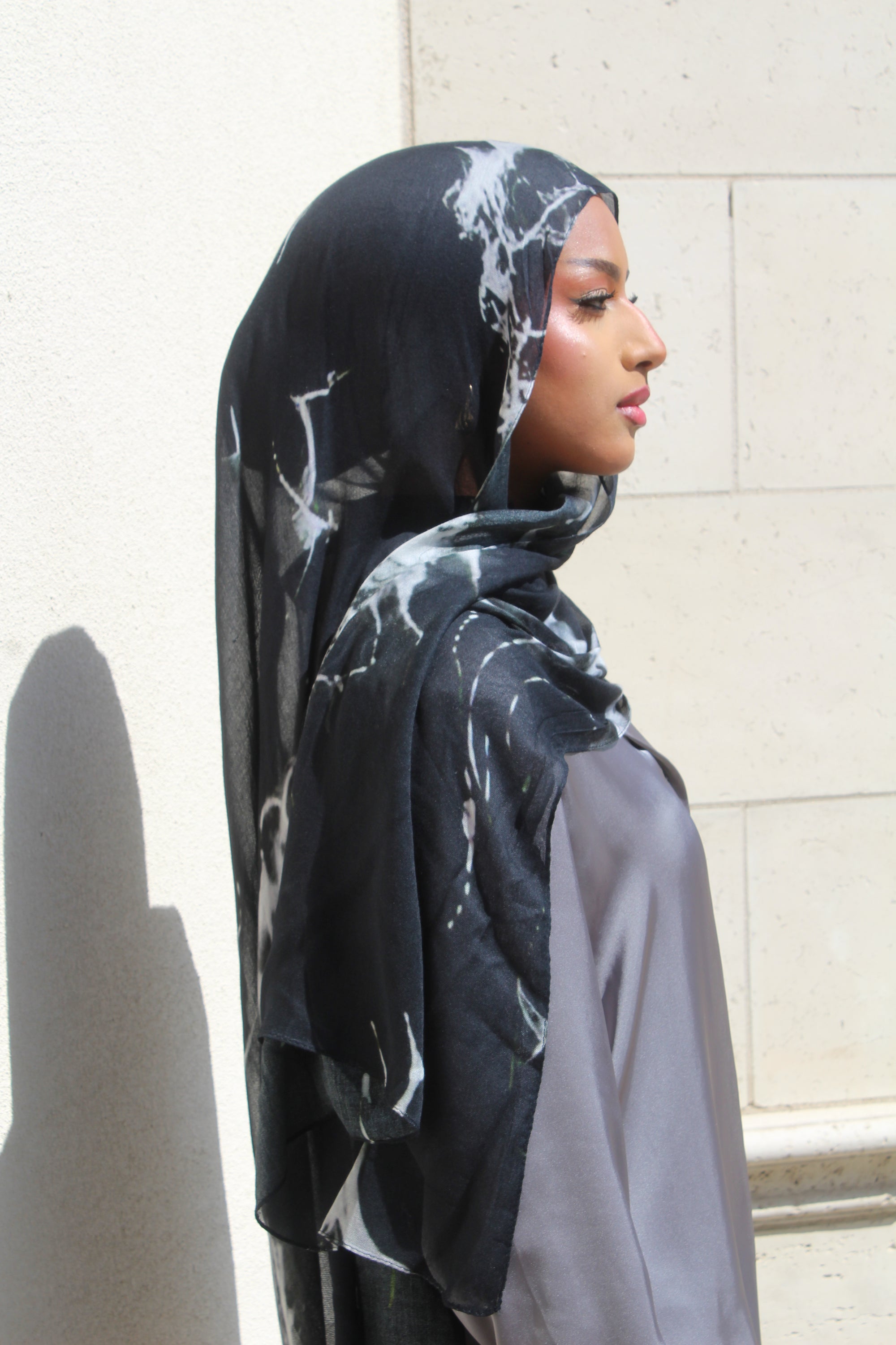 Obsidian Black Marble Scarf