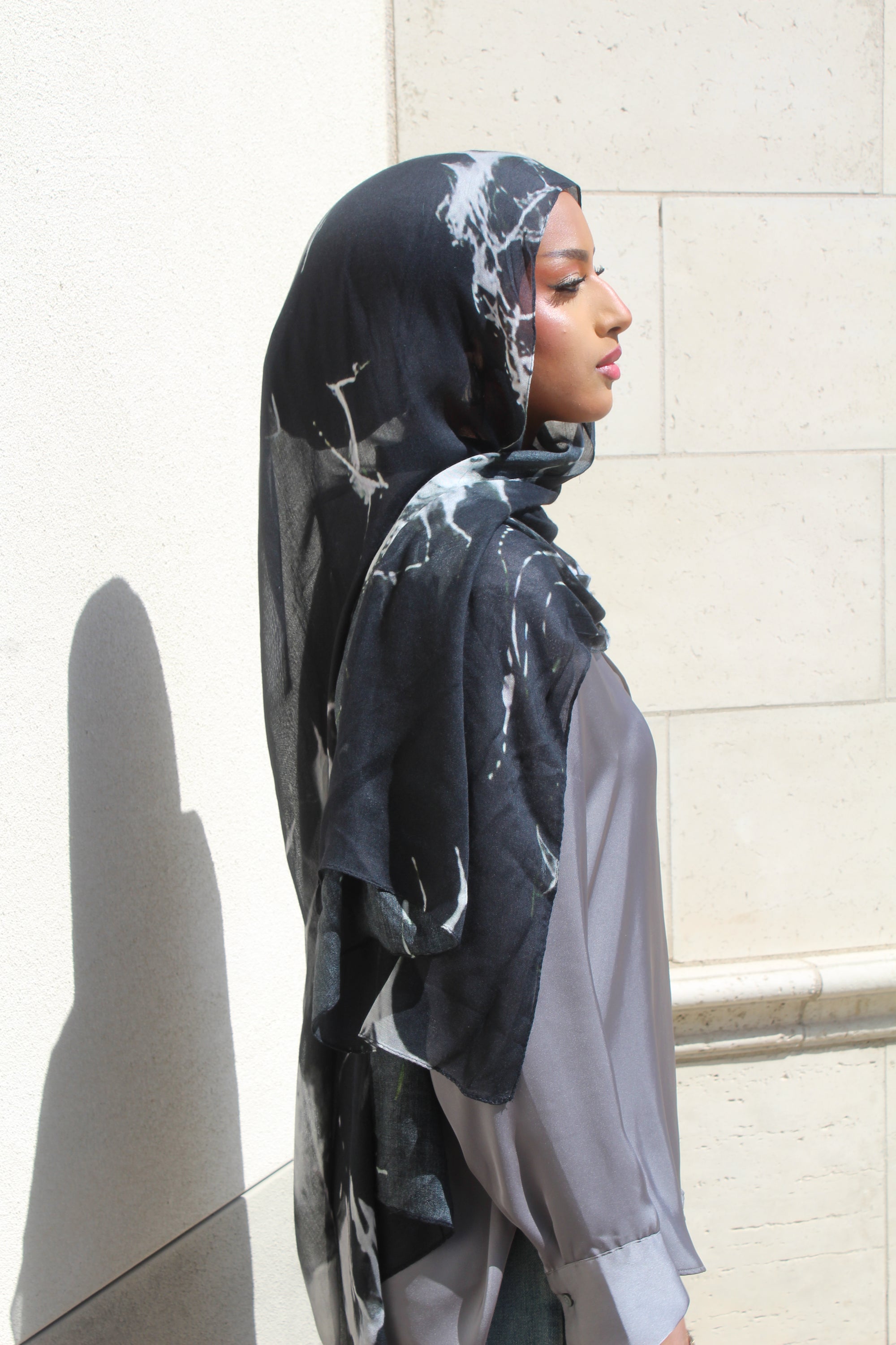 Obsidian Black Marble Scarf