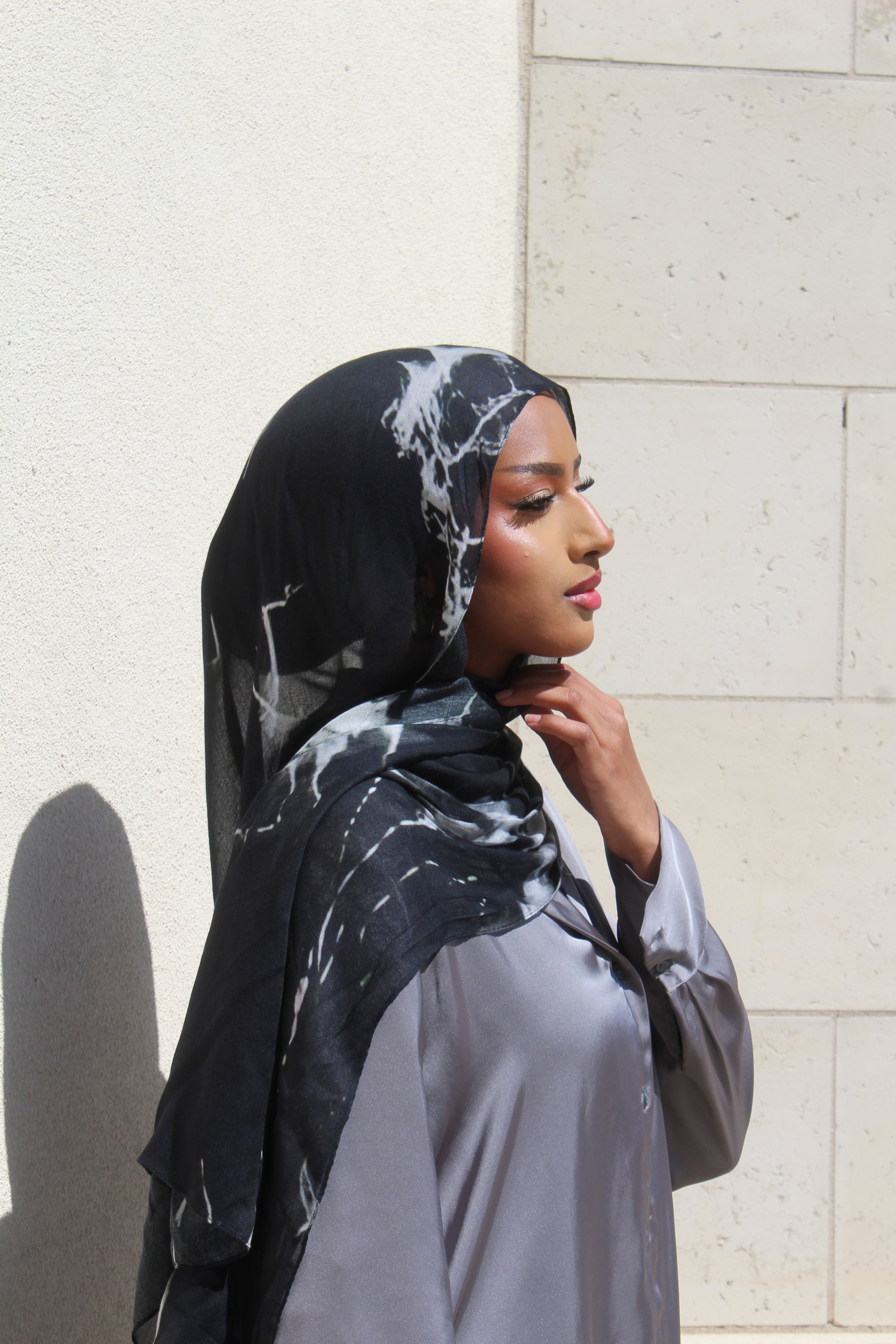 Obsidian Black Marble Scarf