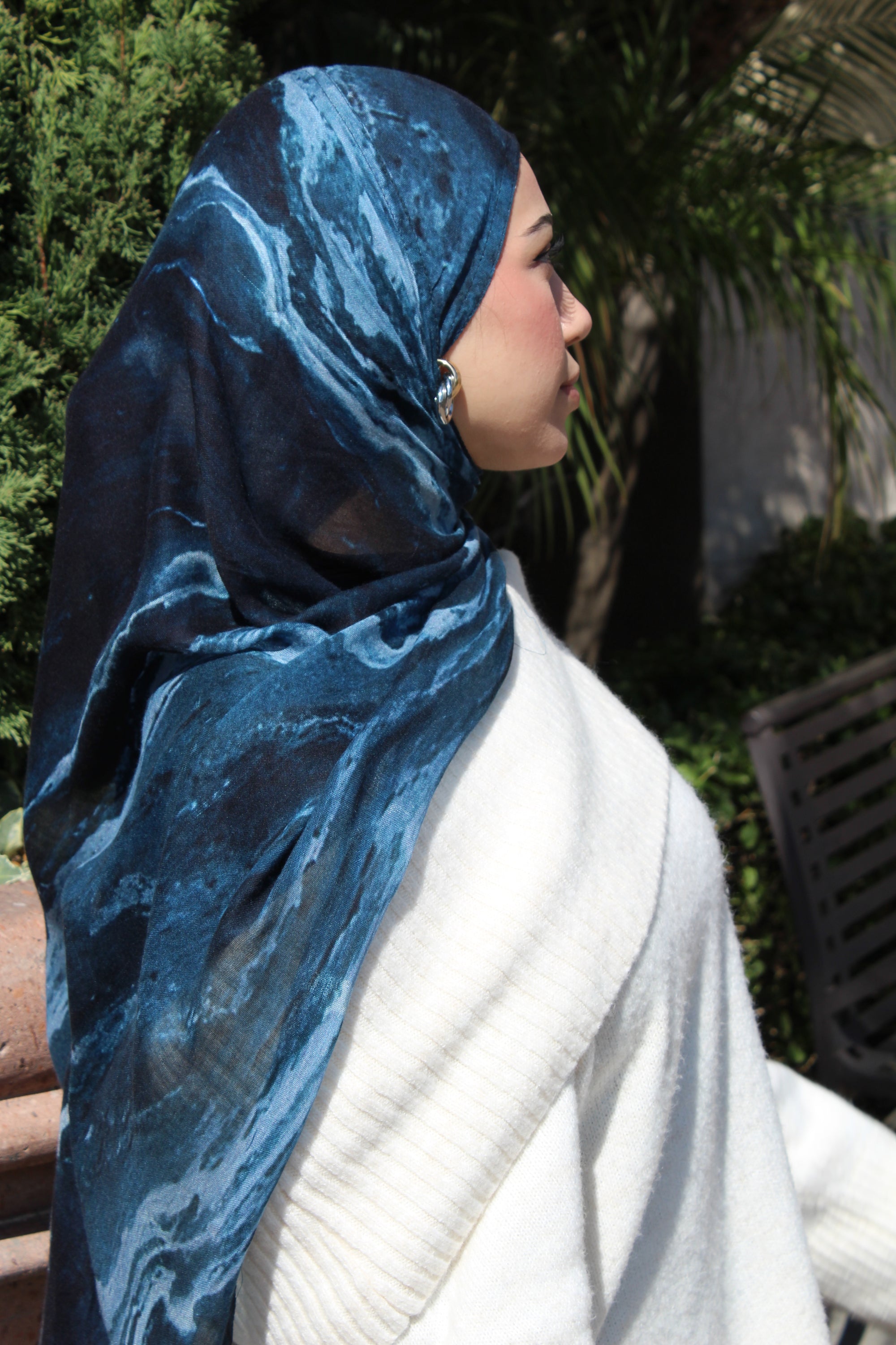 Midnight Blue Marble Scarf