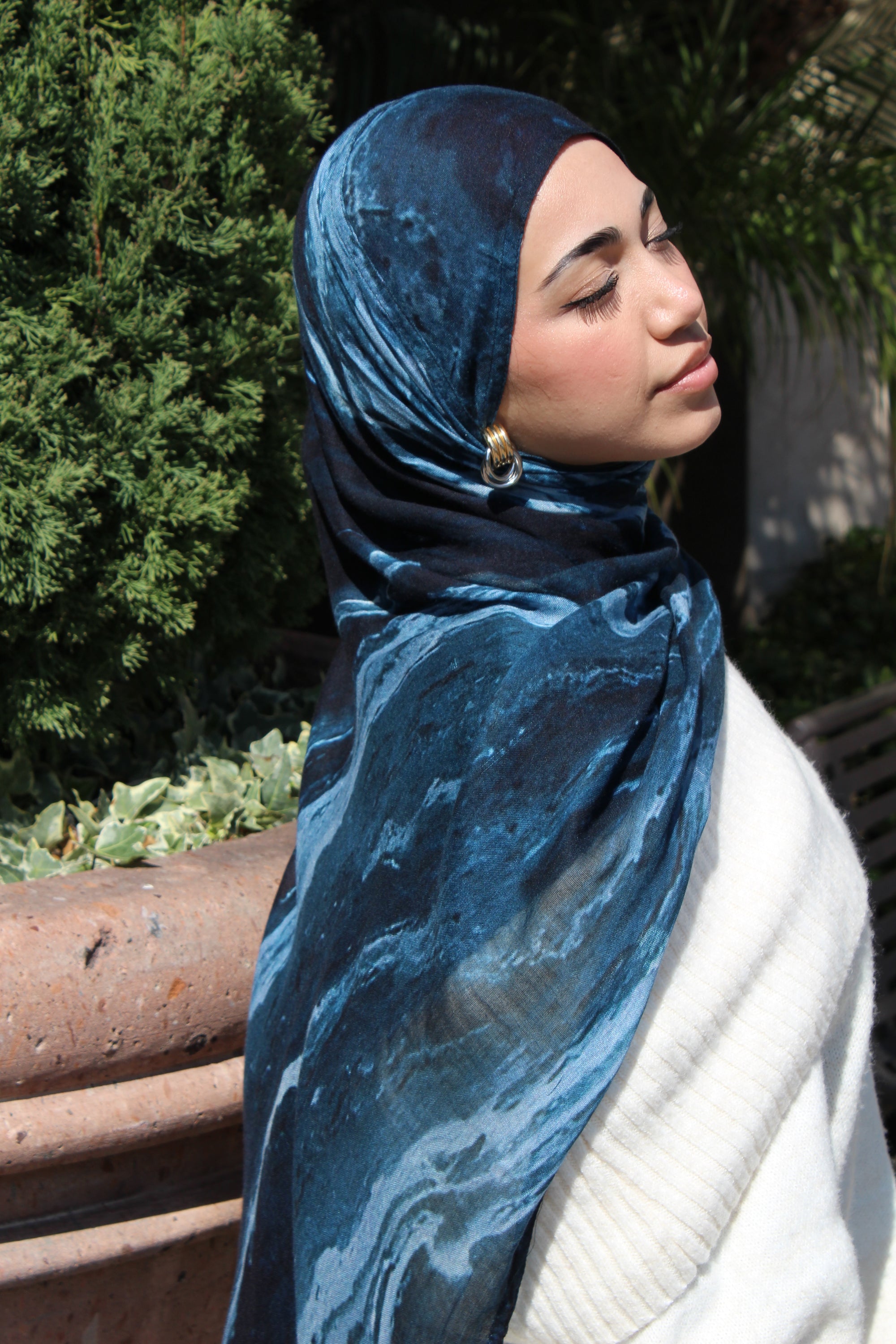 Midnight Blue Marble Scarf