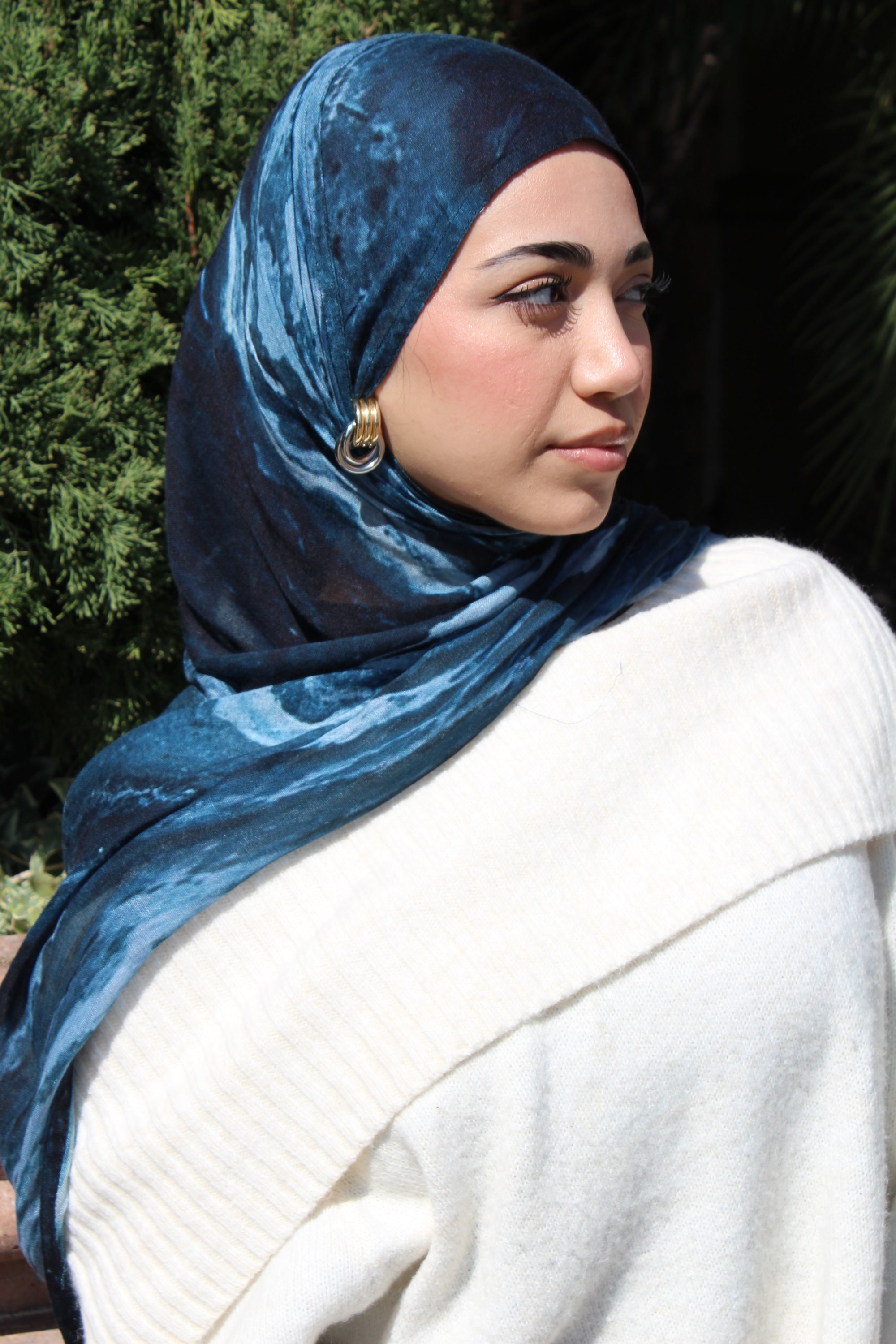 Midnight Blue Marble Scarf