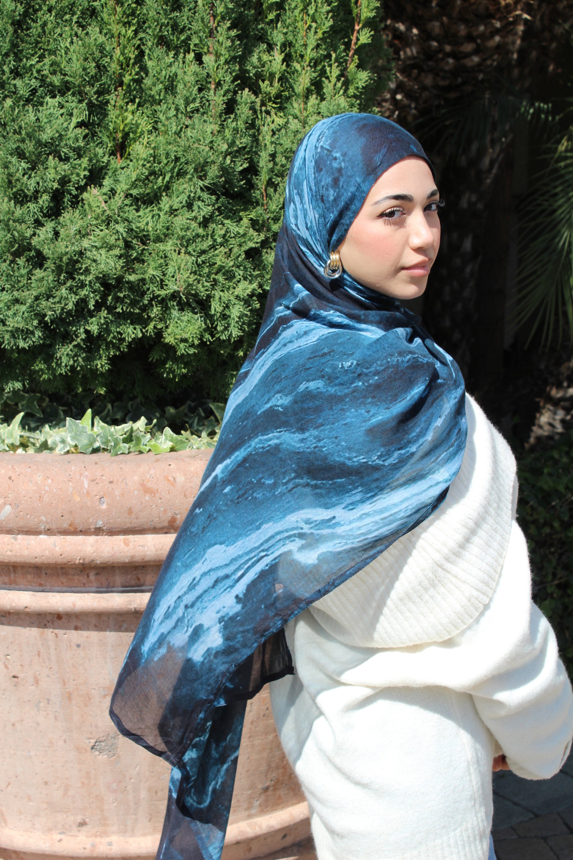 Midnight Blue Marble Scarf
