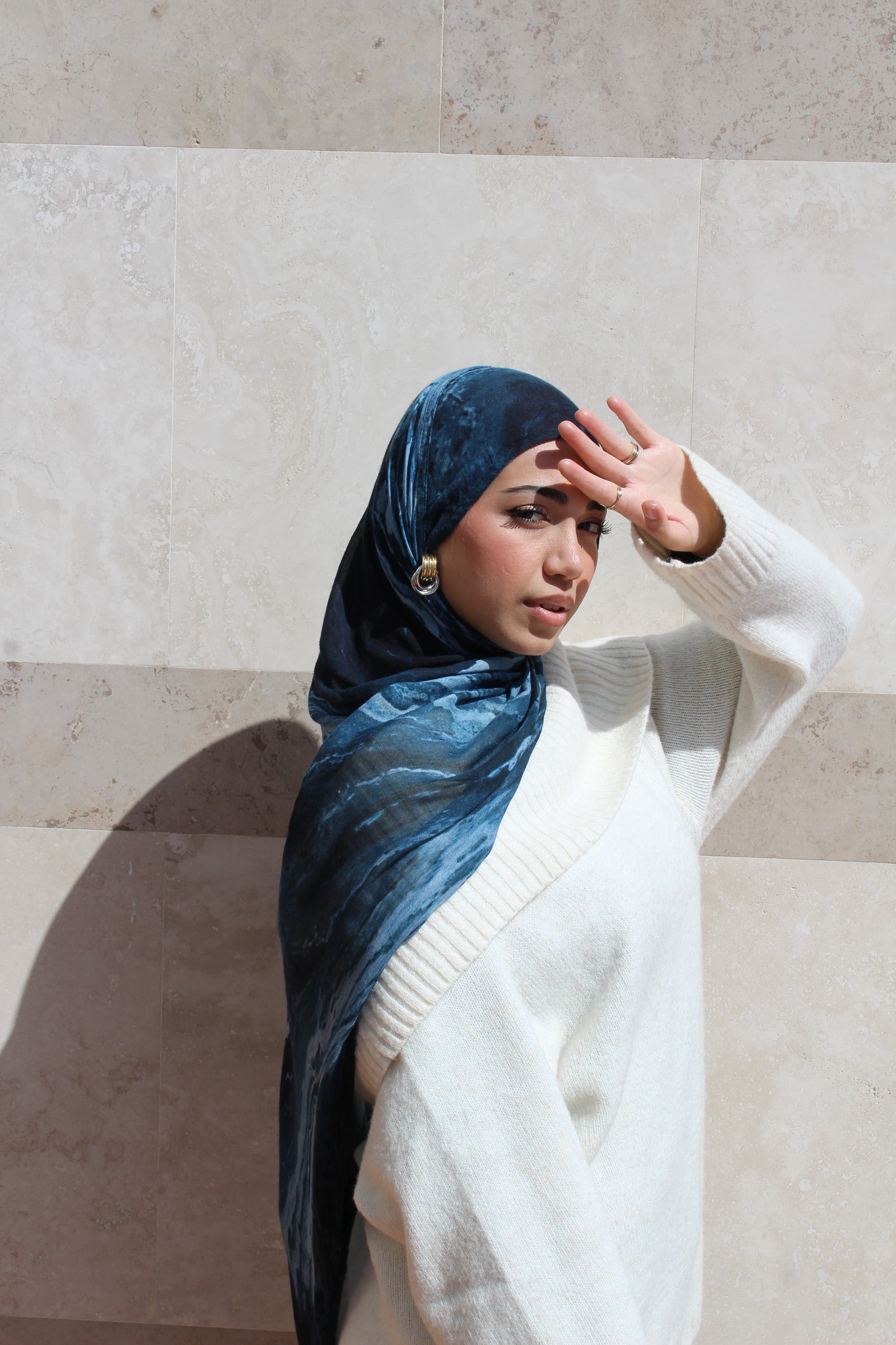 Midnight Blue Marble Scarf