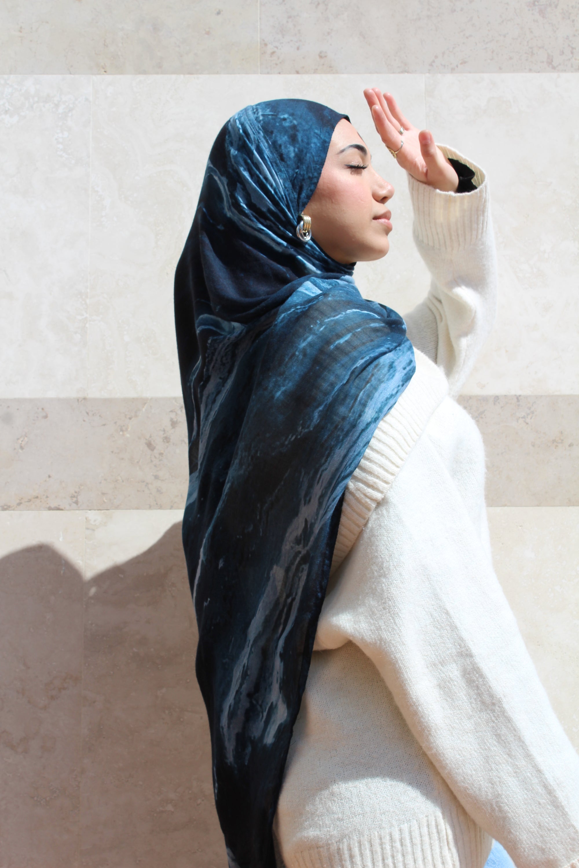 Midnight Blue Marble Scarf