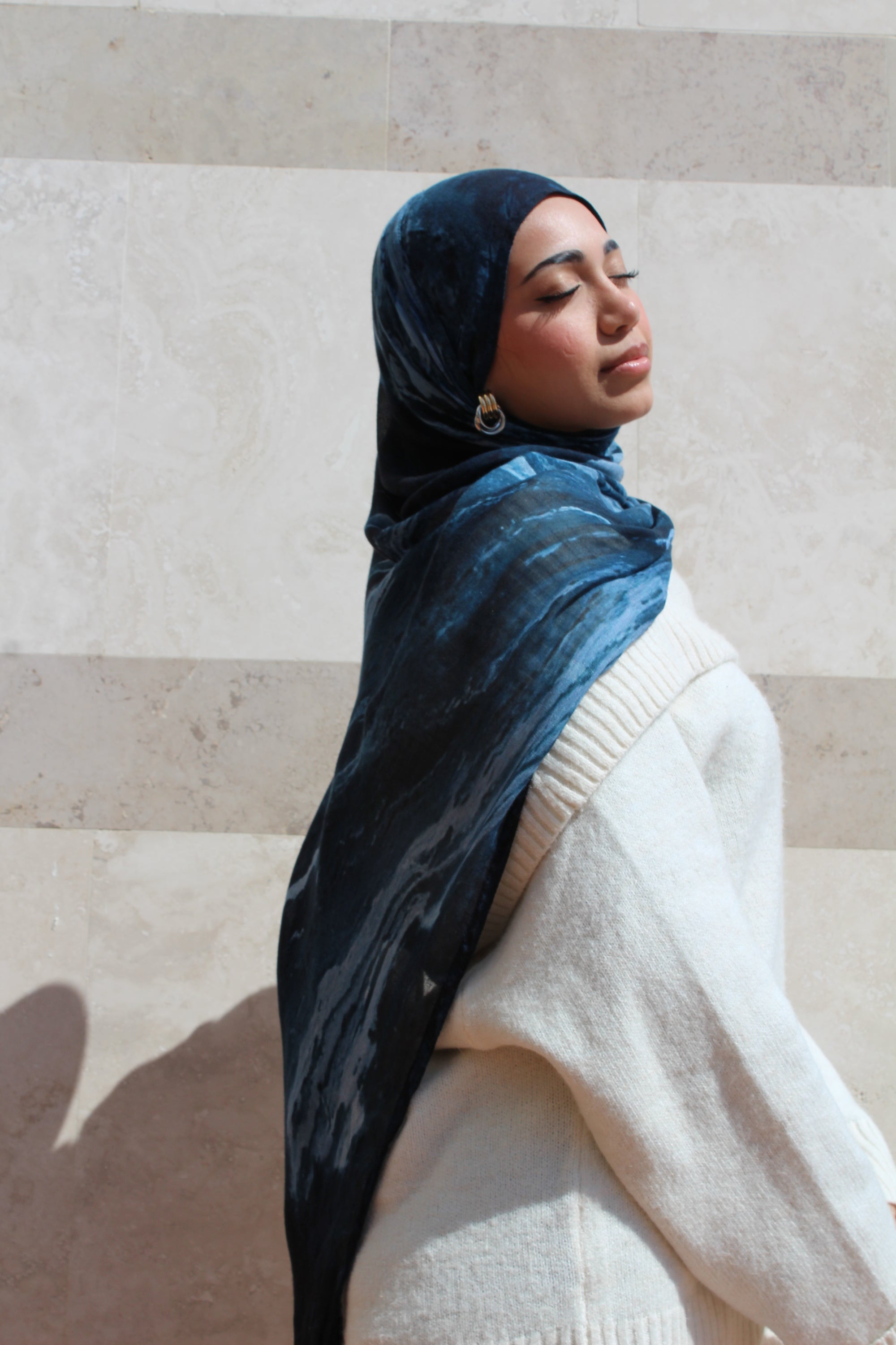 Midnight Blue Marble Scarf