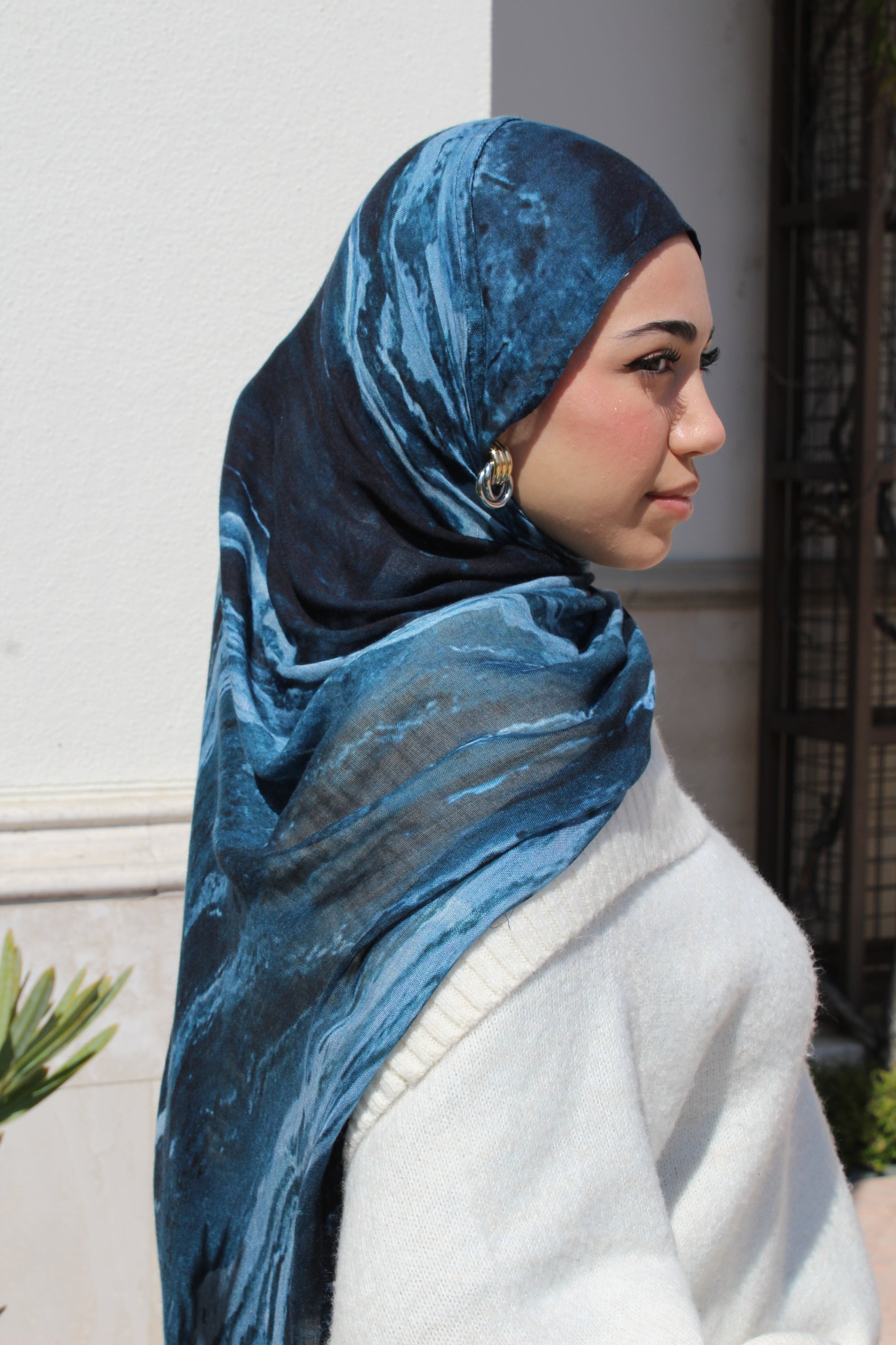 Midnight Blue Marble Scarf