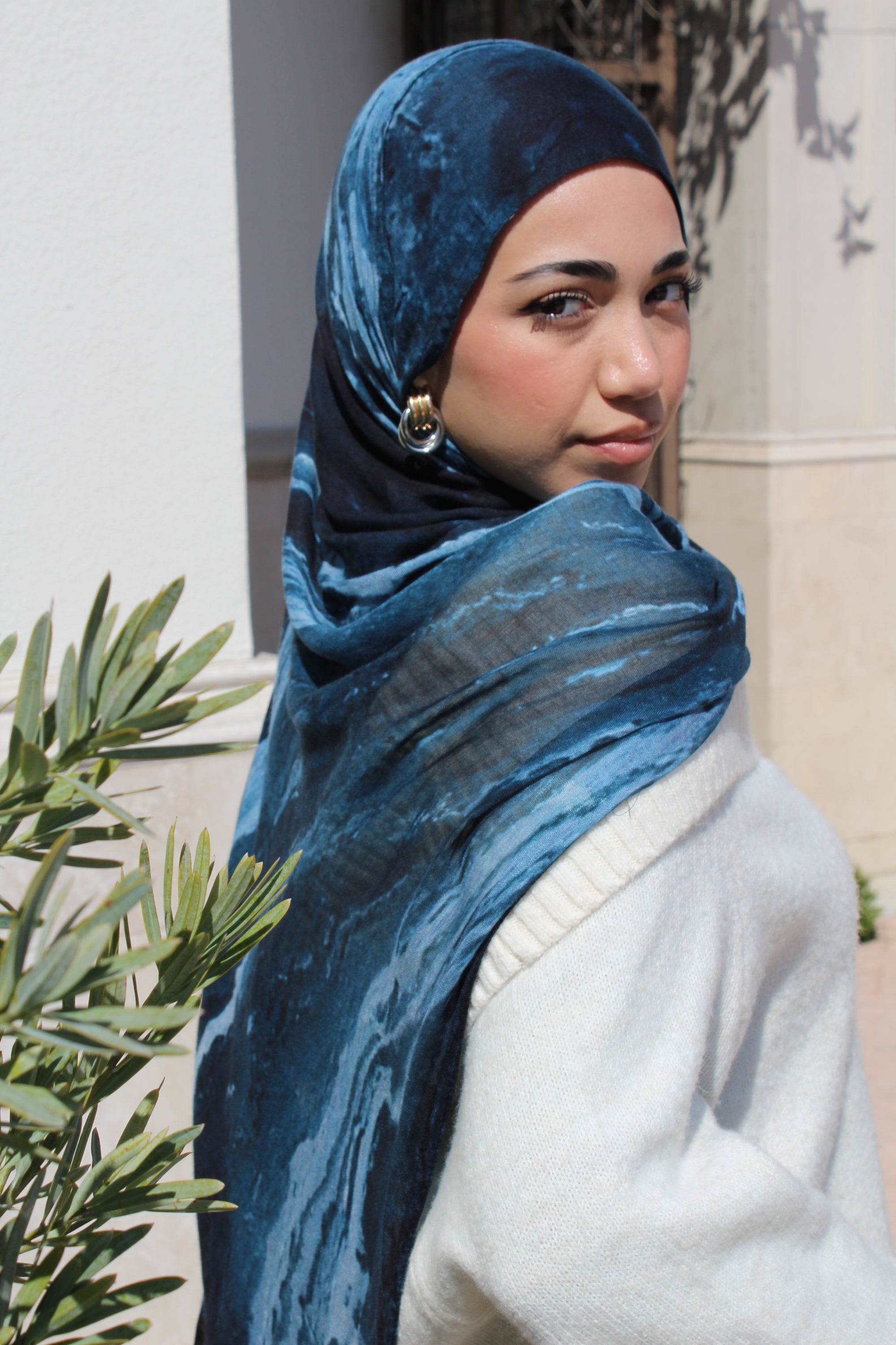 Midnight Blue Marble Scarf