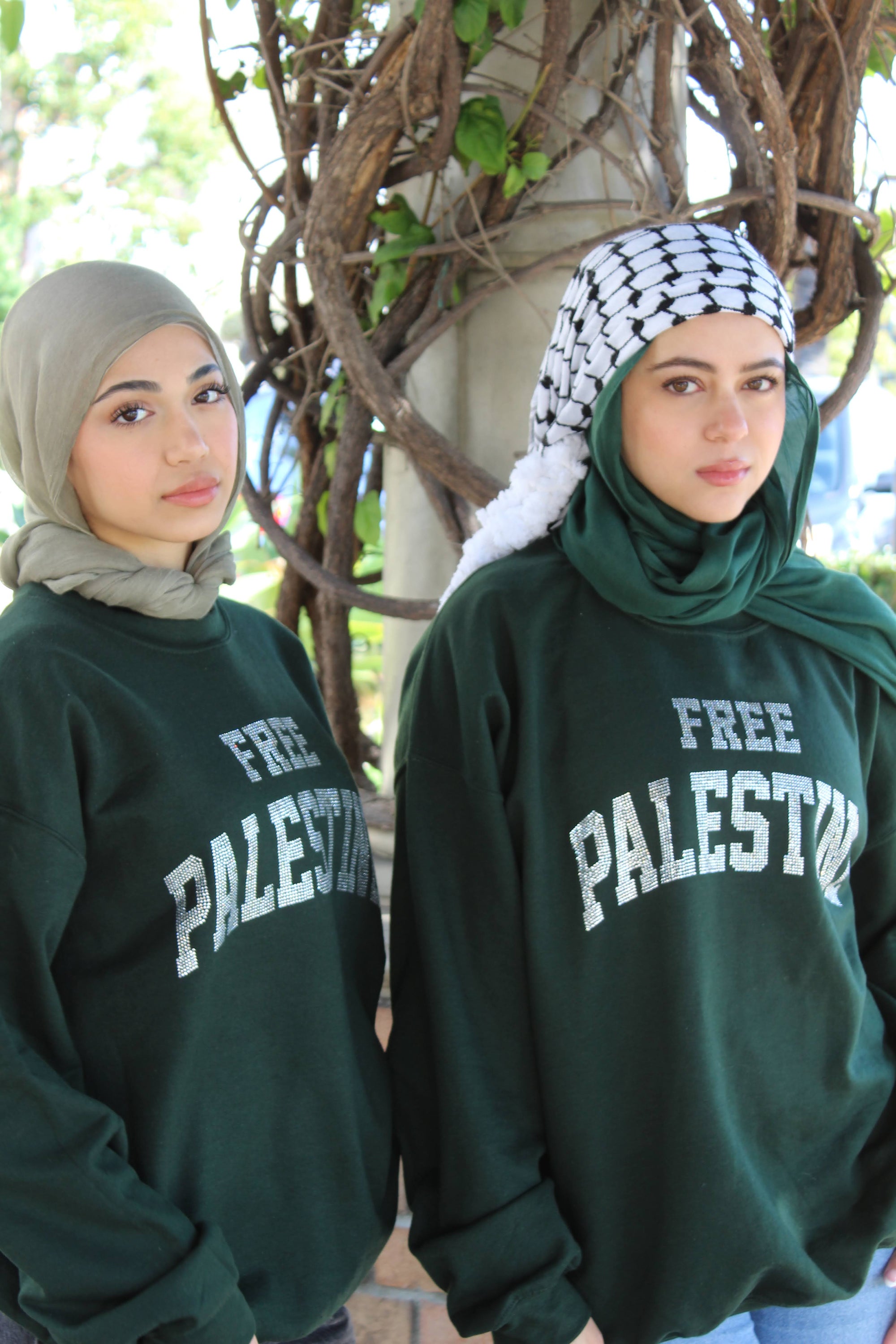 Forest Green Rhinestone Palestine Sweater