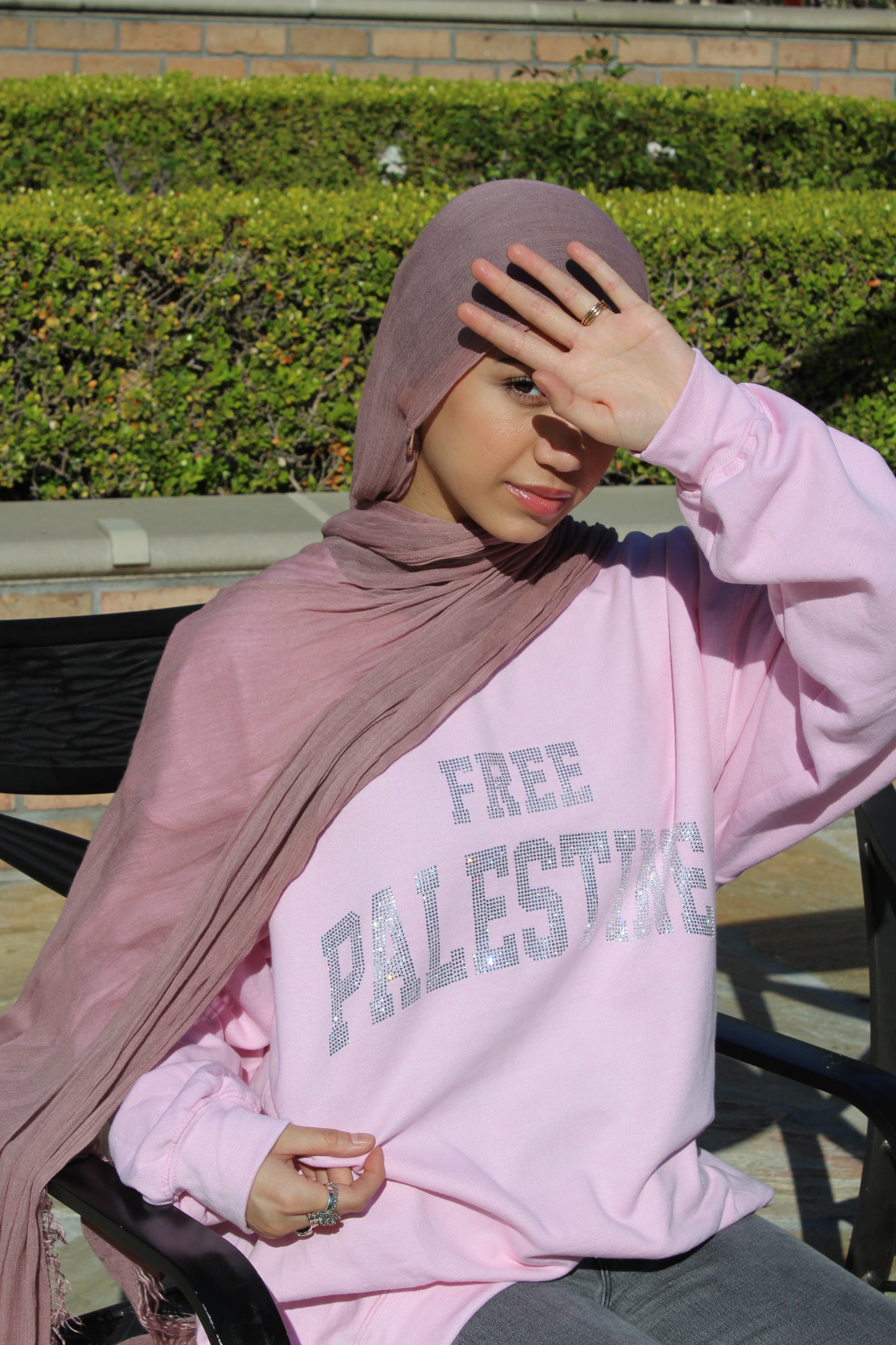 Pink Rhinestone Palestine Sweater