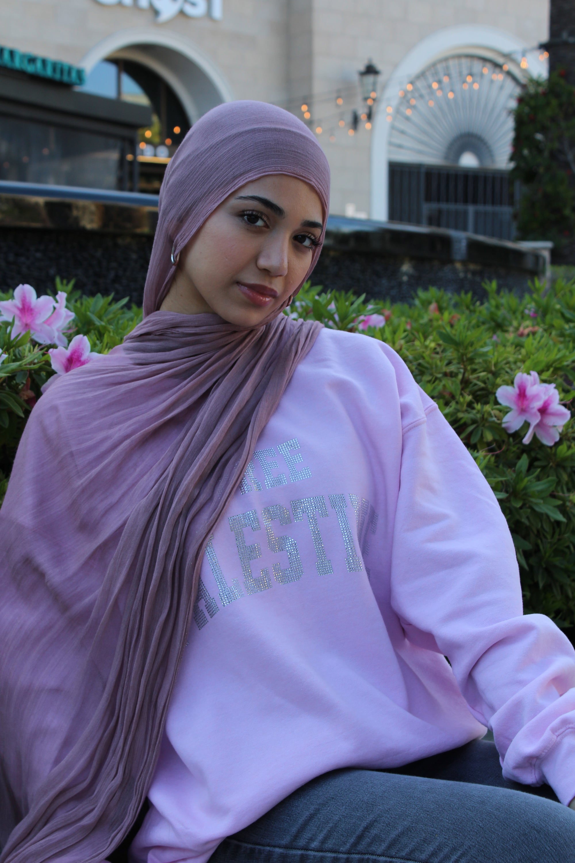 Pink Rhinestone Palestine Sweater