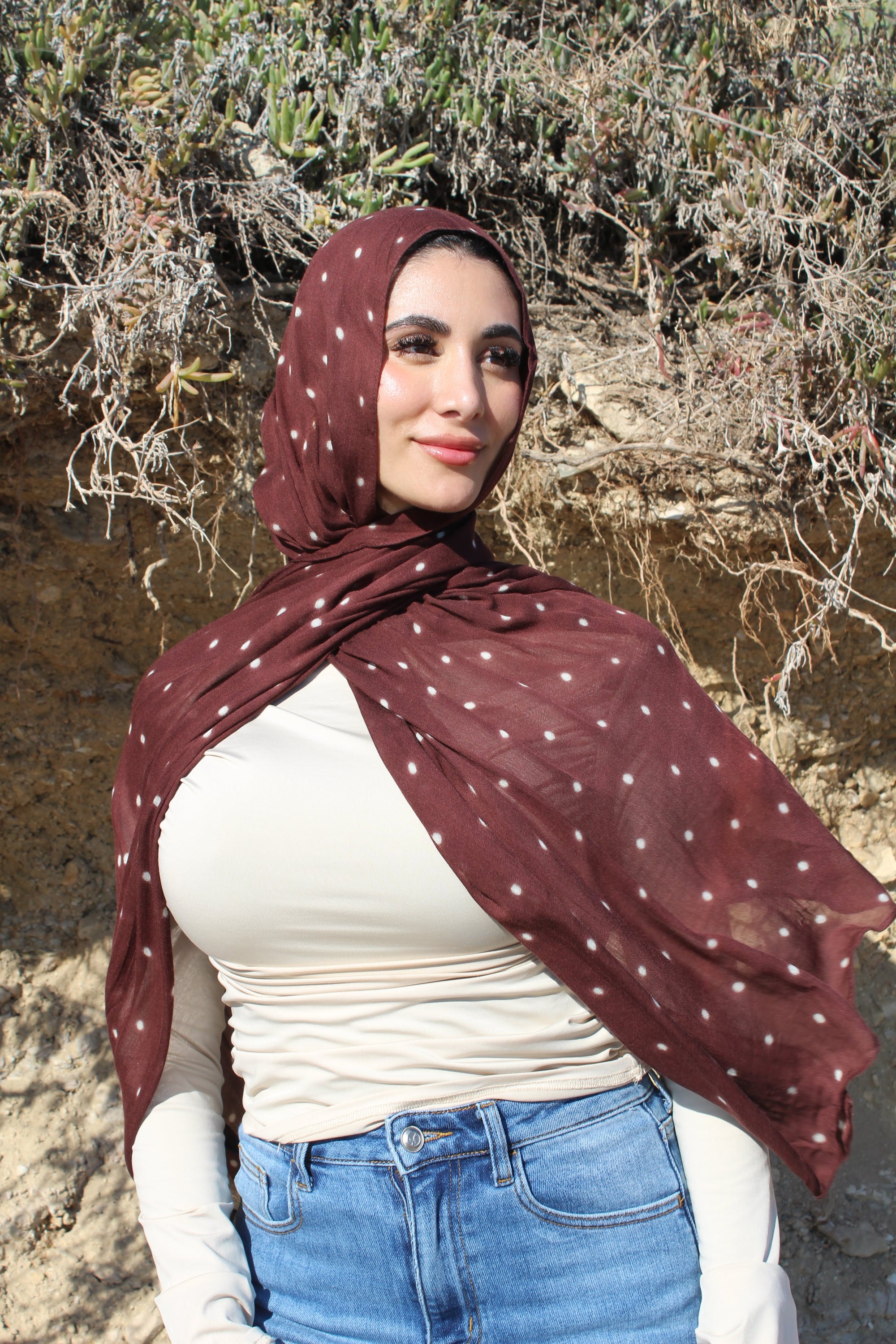 Hazel Brown Polka Dot Scarf