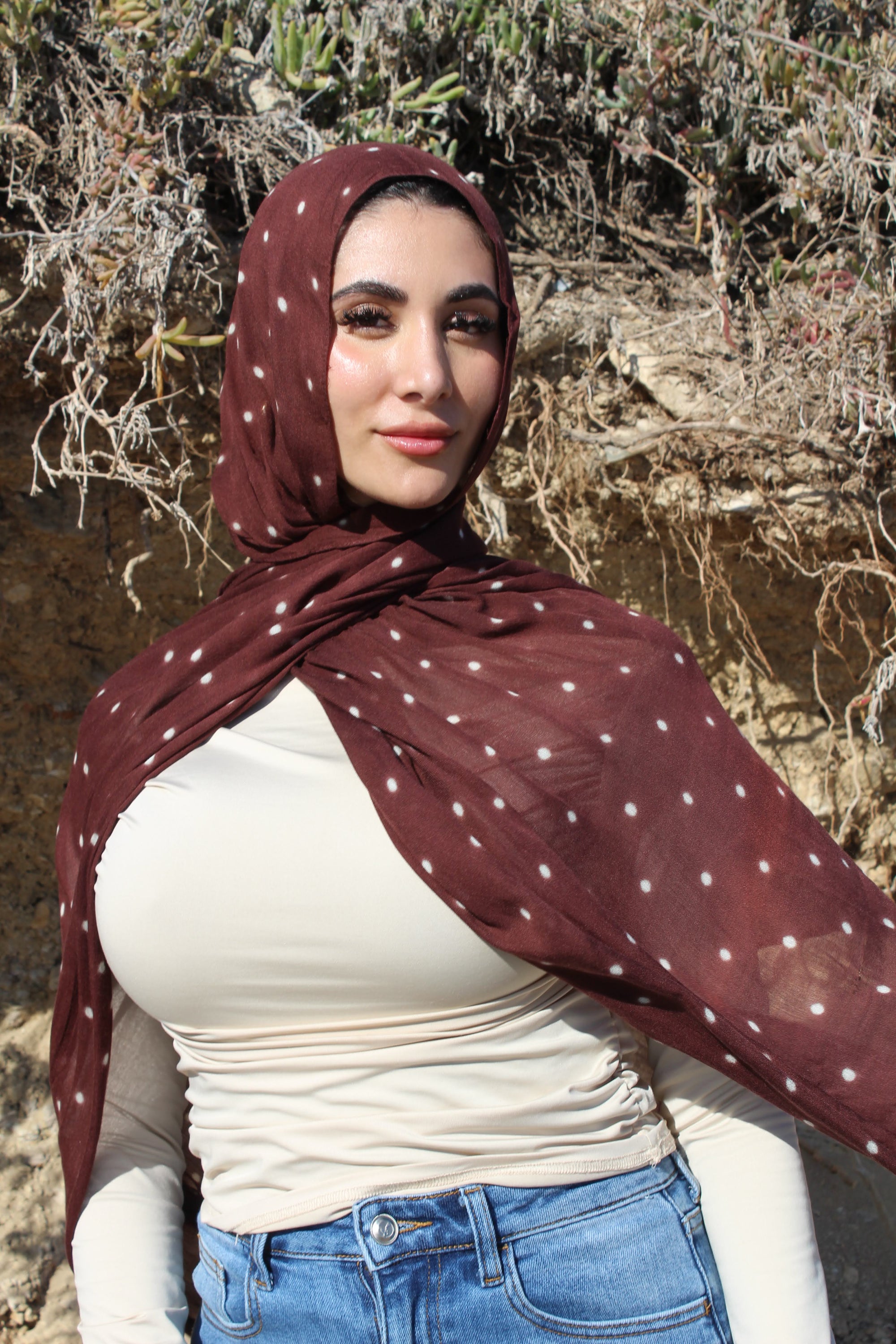 Hazel Brown Polka Dot Scarf