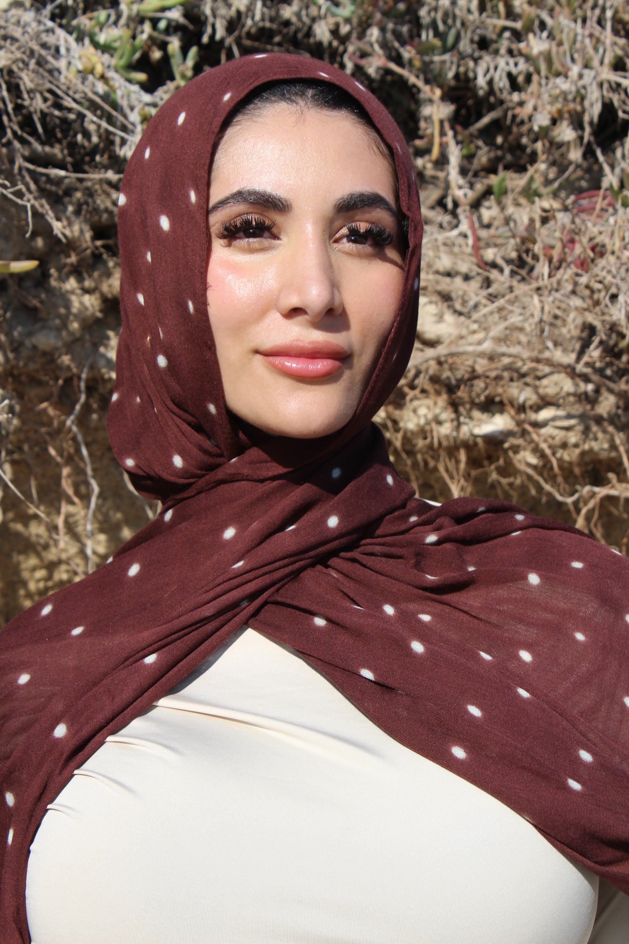 Hazel Brown Polka Dot Scarf