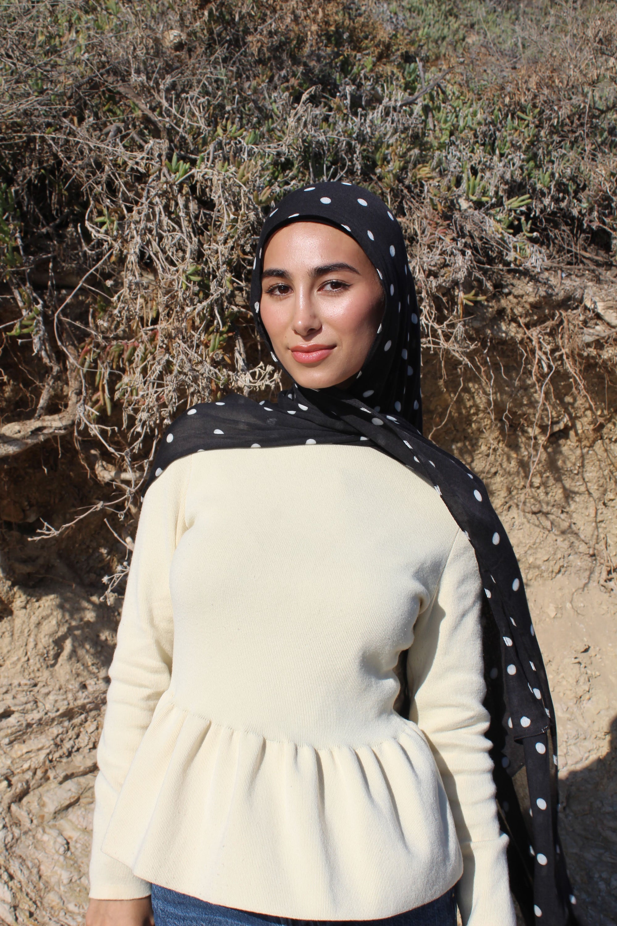 Jolie Black Polka Dot Scarf