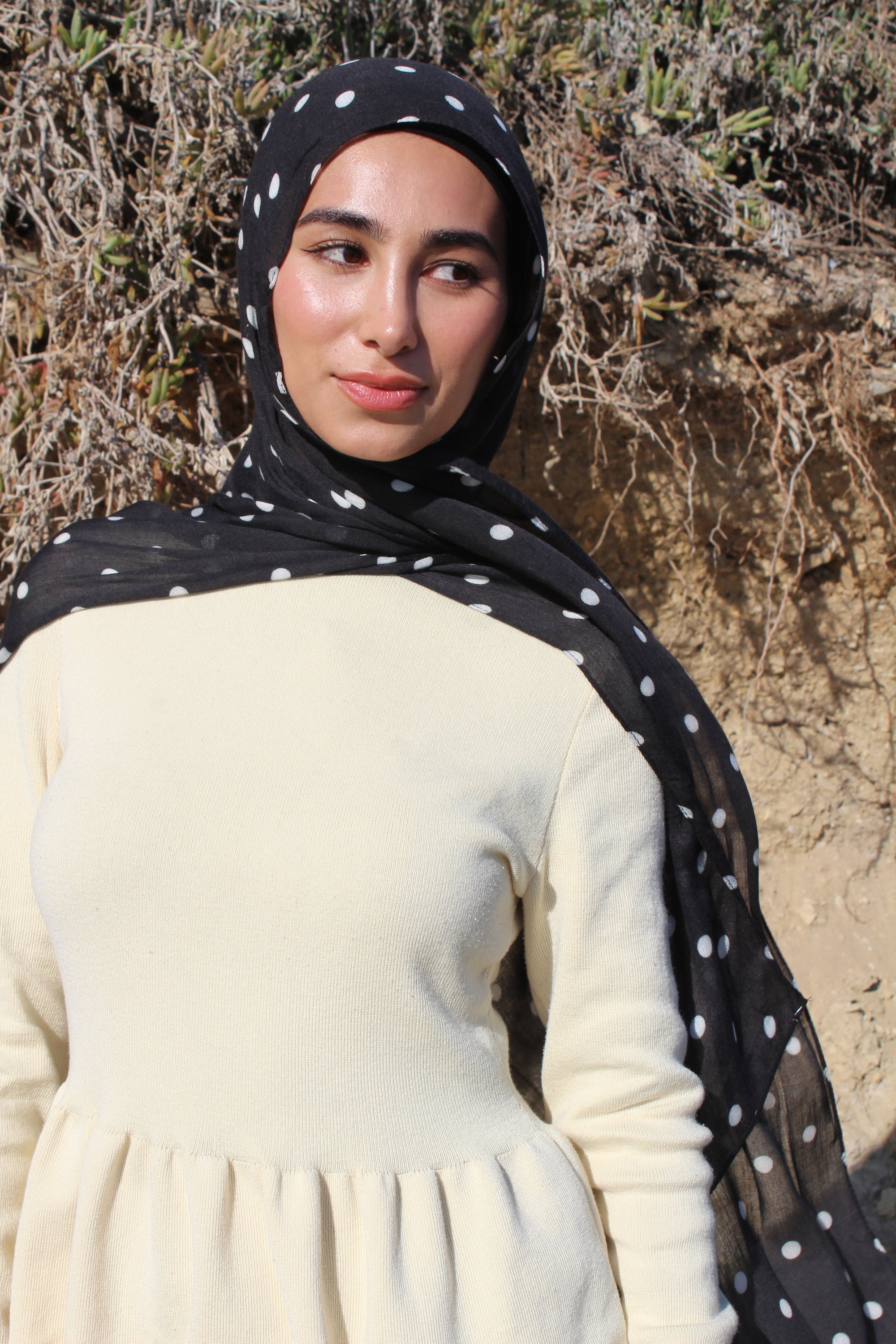 Jolie Black Polka Dot Scarf