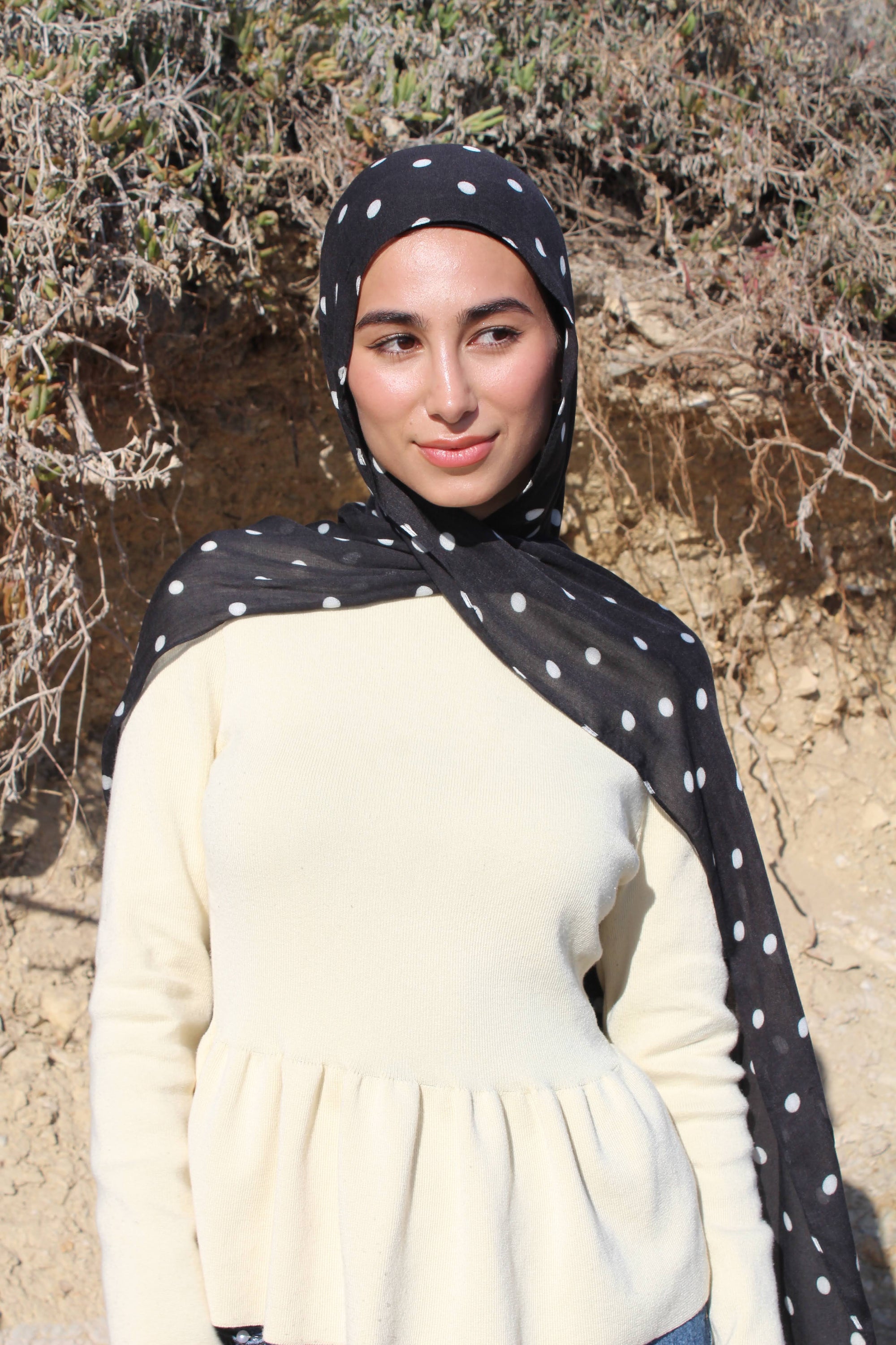 Jolie Black Polka Dot Scarf
