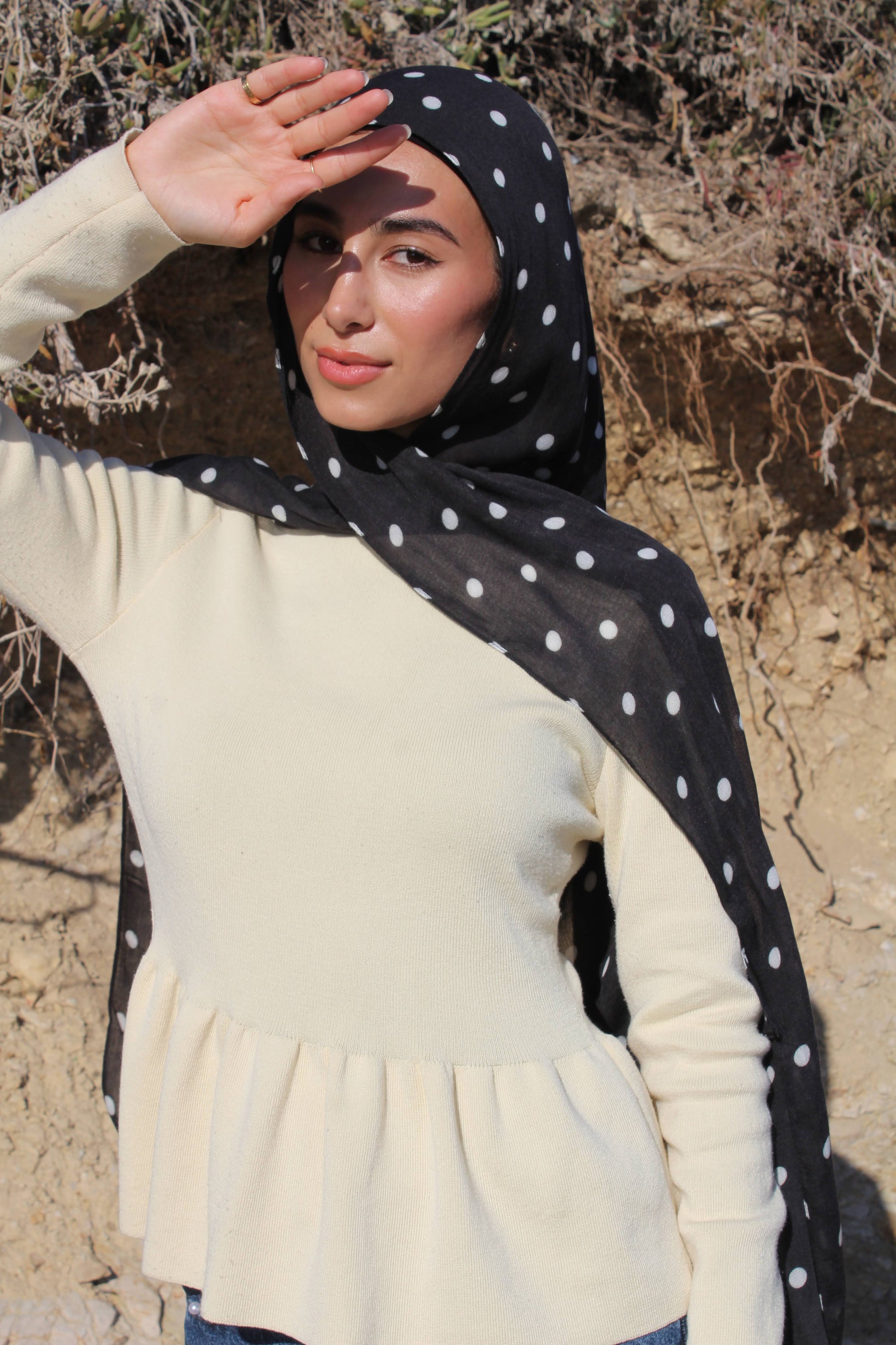Jolie Black Polka Dot Scarf