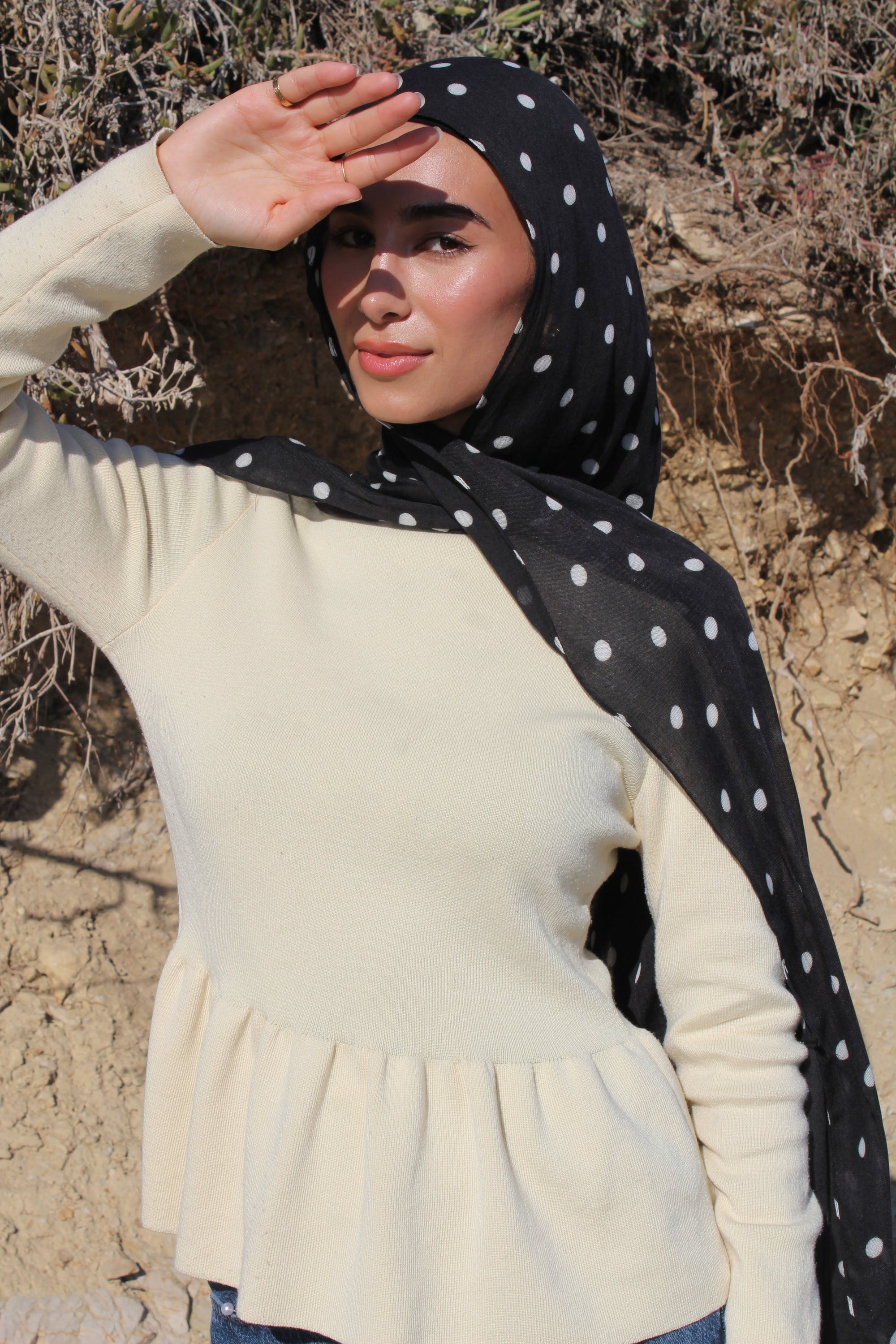 Jolie Black Polka Dot Scarf