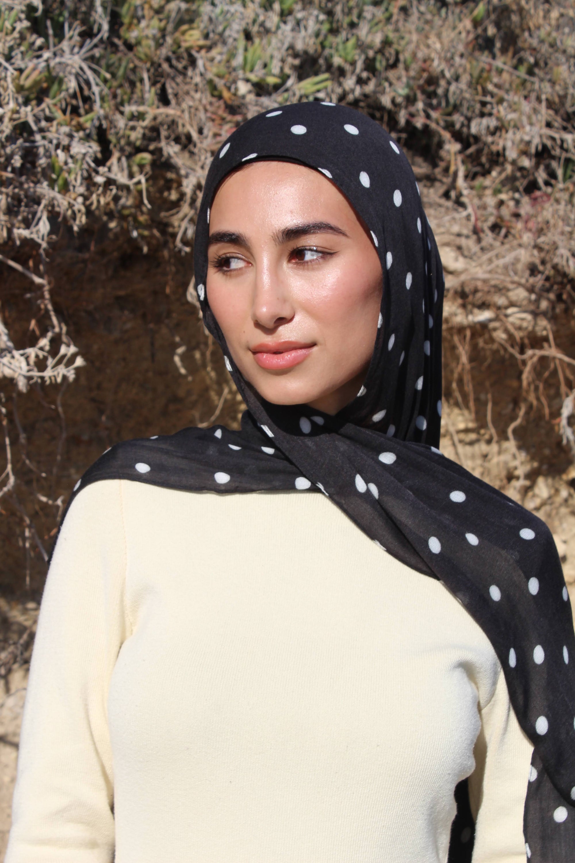 Jolie Black Polka Dot Scarf
