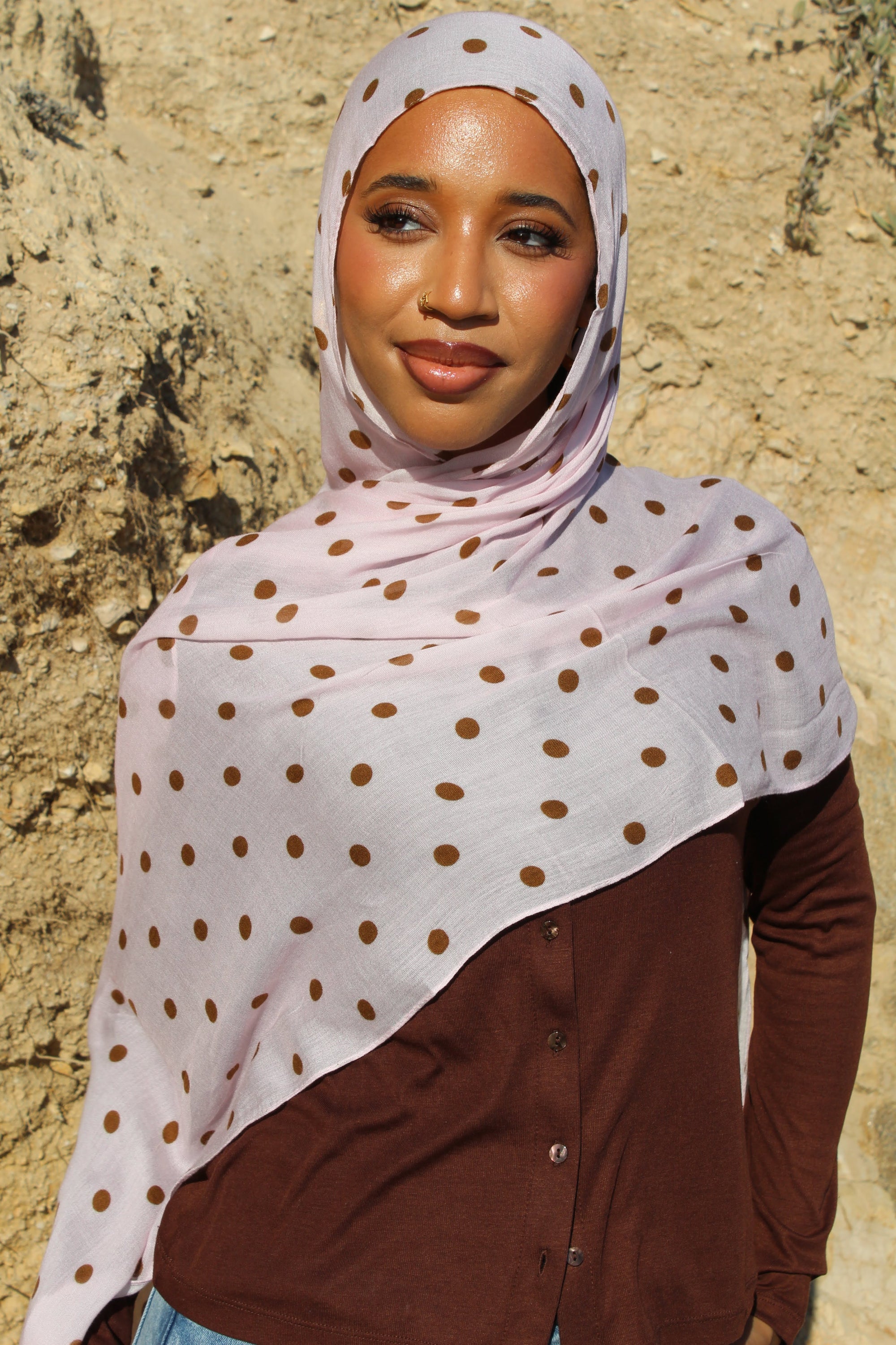 Blush Mocha Polka Dot Scarf