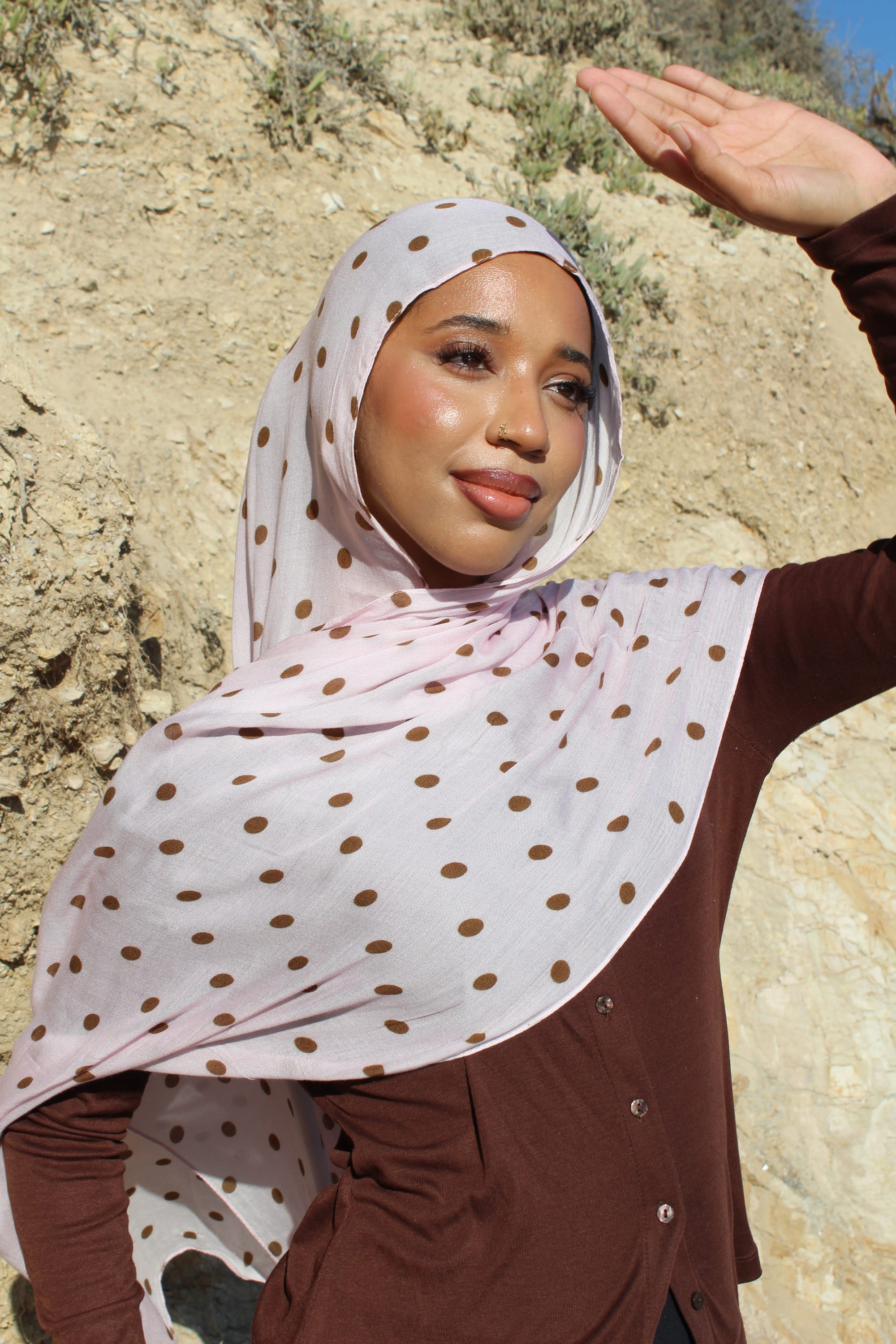 Blush Mocha Polka Dot Scarf